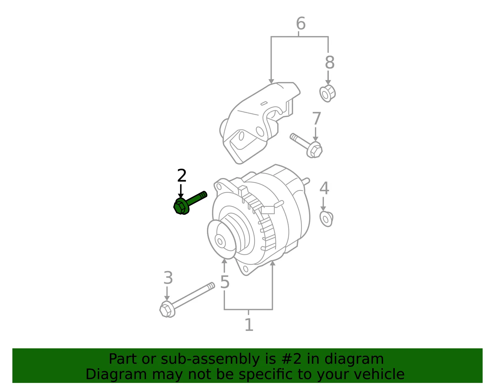 Alternator Bracket Bolt - Nissan (081B7-0301A) - view 2