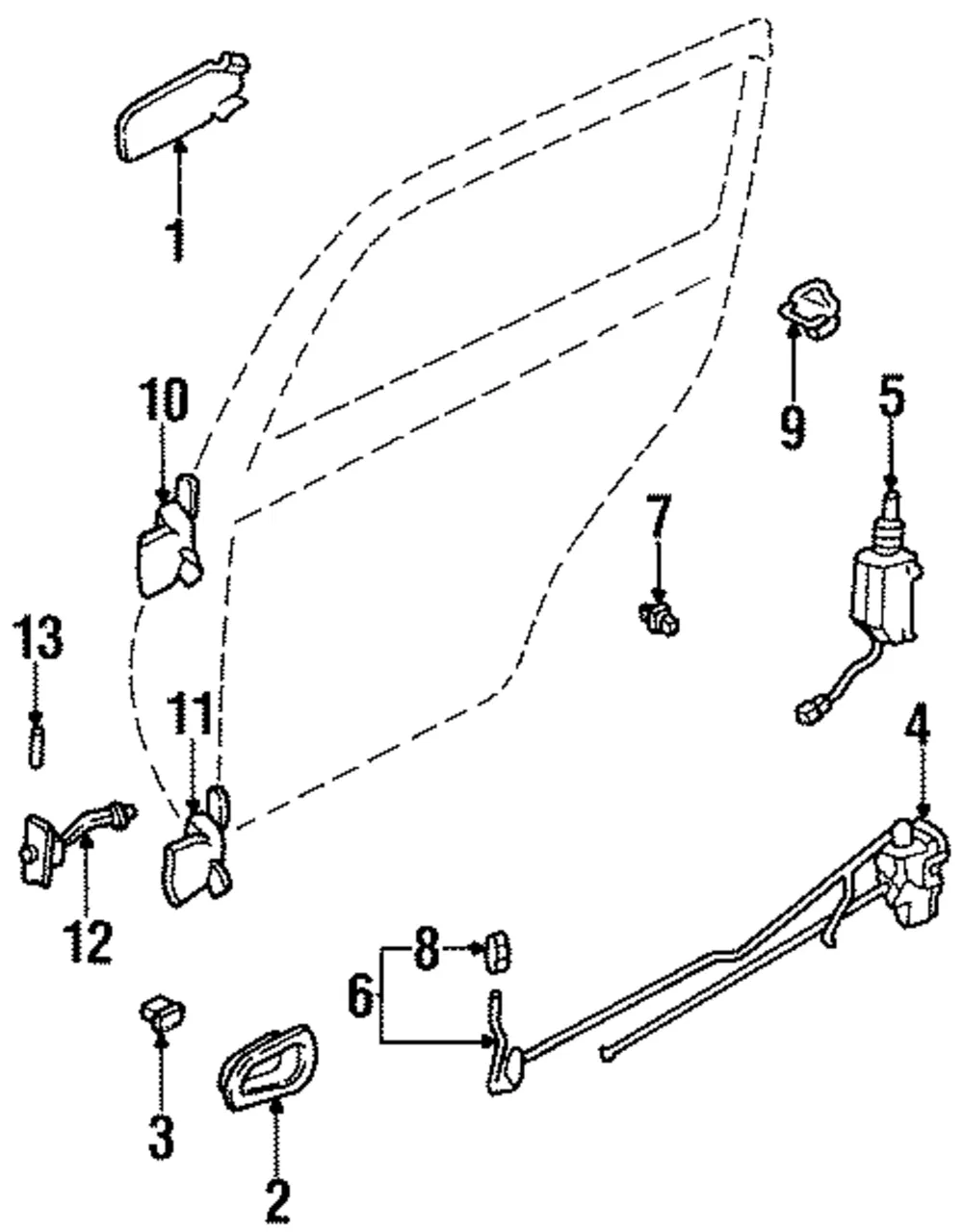 Lock Actuator - Passenger Side (RH) - Kia (0K019-72350)
