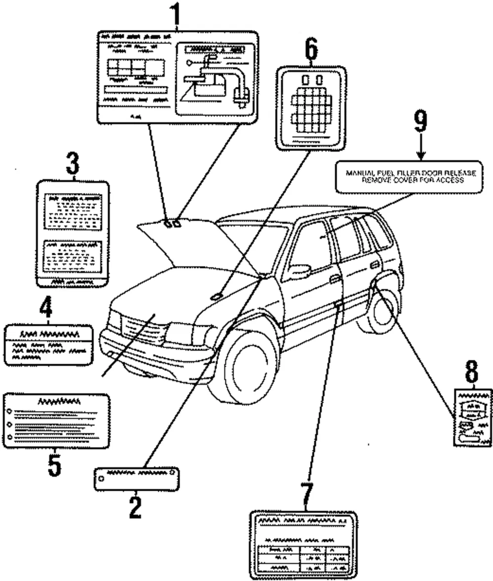 Fuse Box Label - Kia (0K08A-66731A)