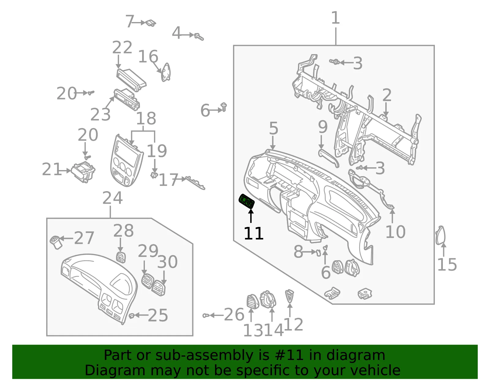 Switch Panel - Kia (0K30A-55310) - view 2