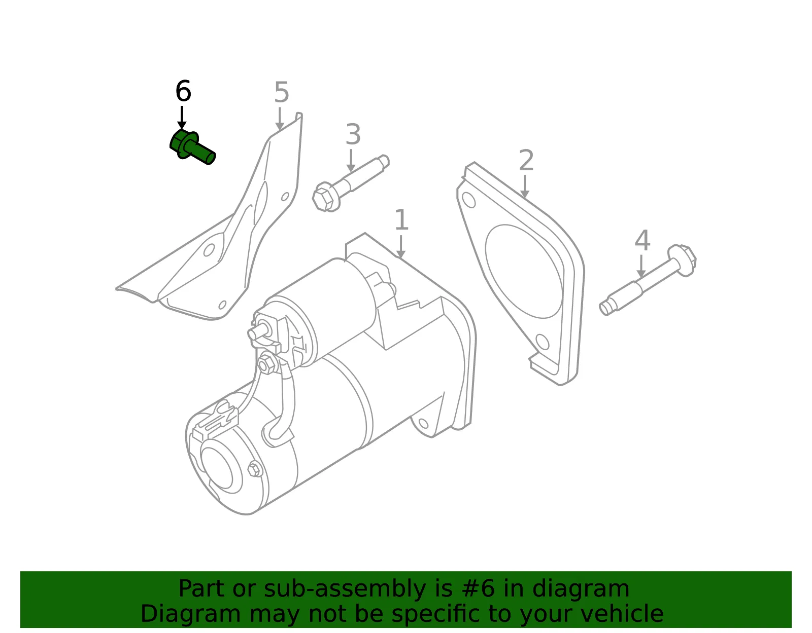 Starter Heat Shield Bolt - Nissan (14069-AX00A) - view 2