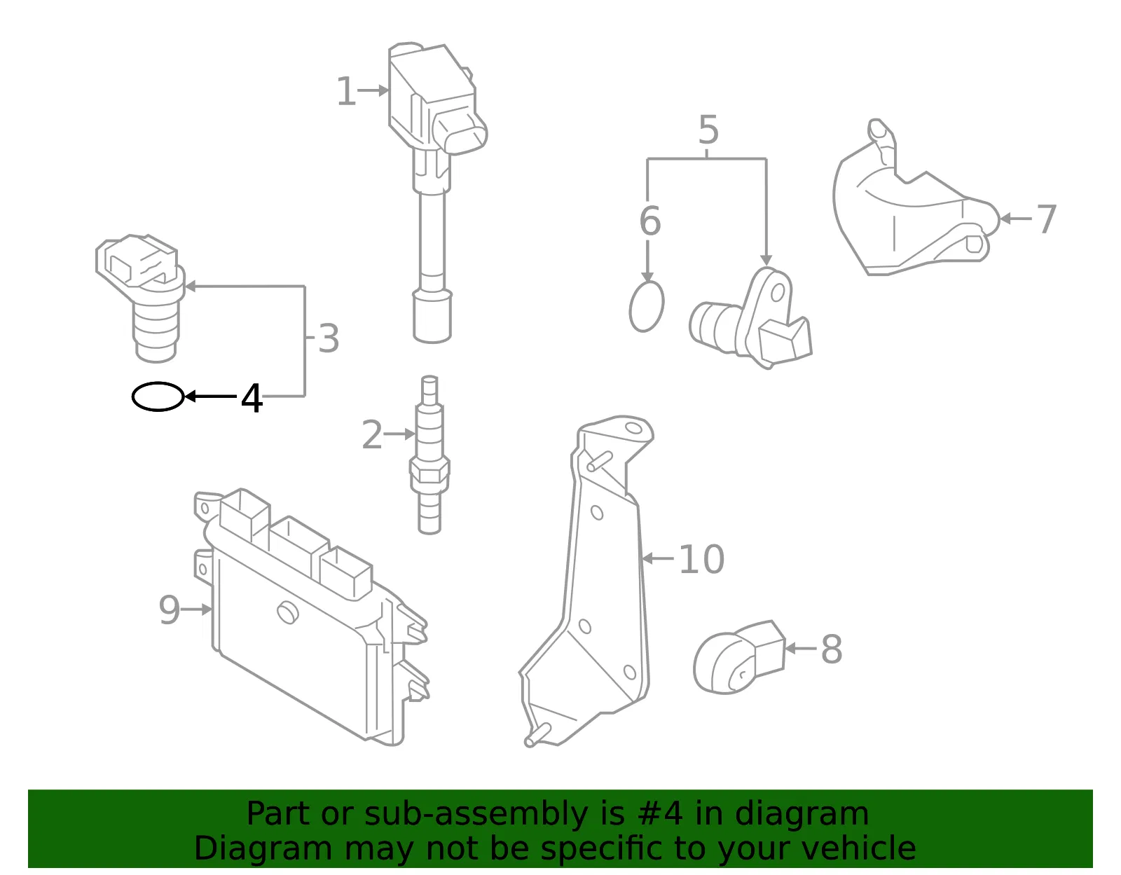 Engine Camshaft Position Sensor O-Ring - Nissan (22131-ED015) - view 2
