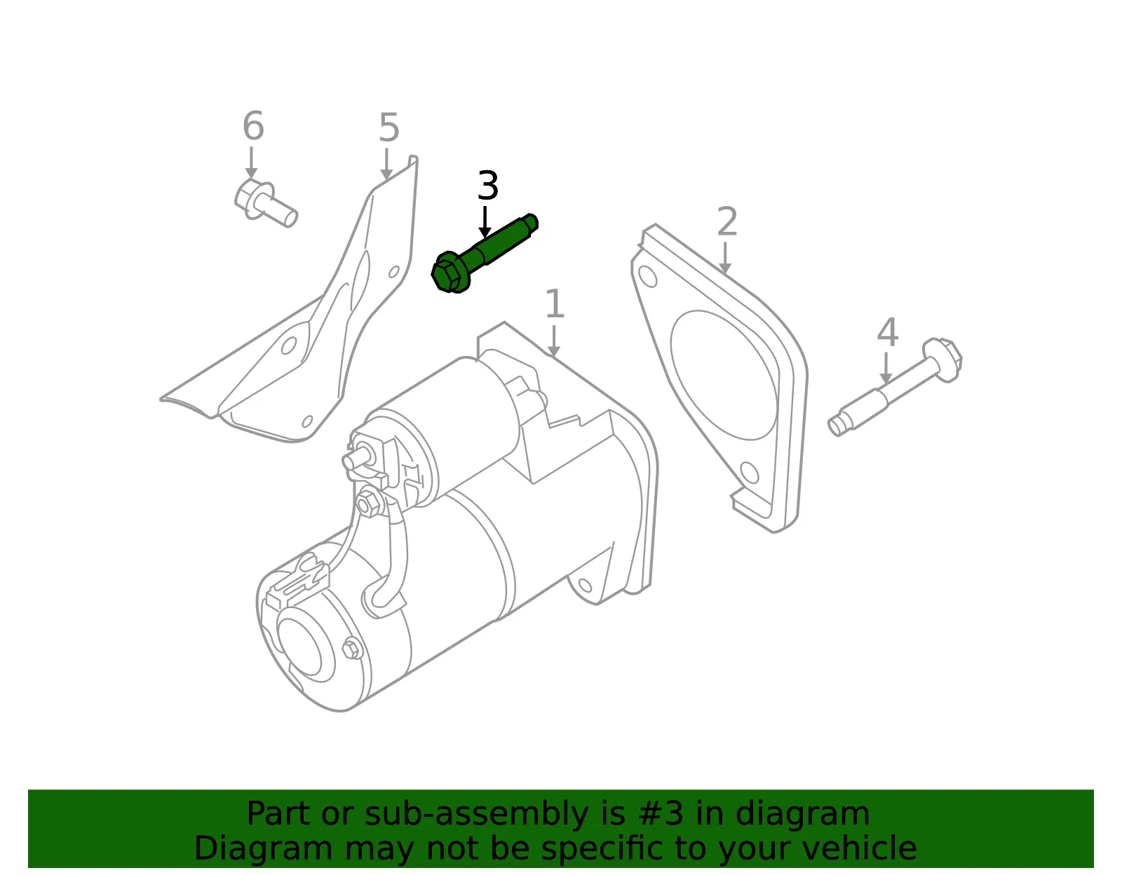 Starter Bolt - Nissan (23390-6N20A) - view 2