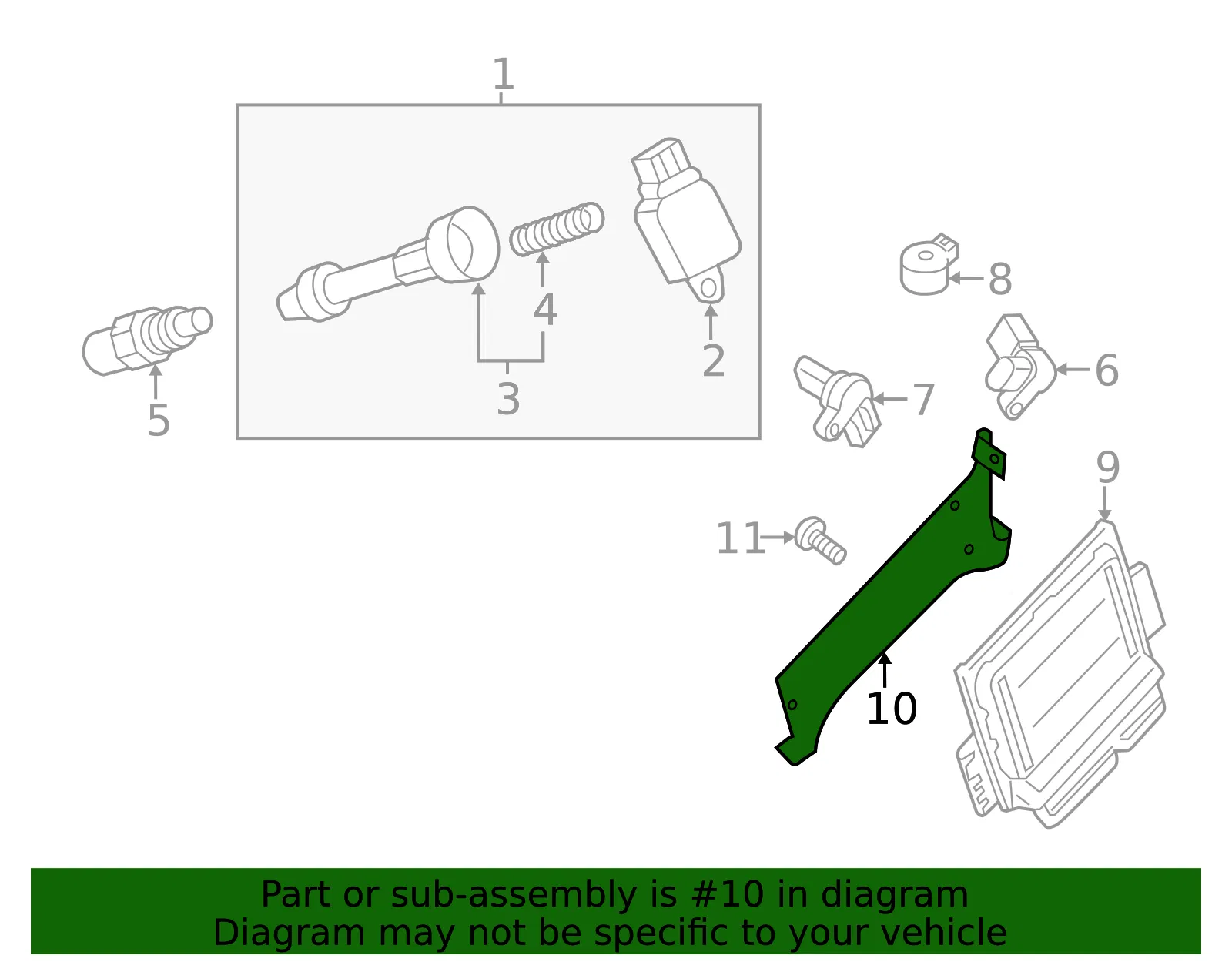 Engine Control Module (ECM) Bracket - Nissan (23706-9BF0B) - view 2