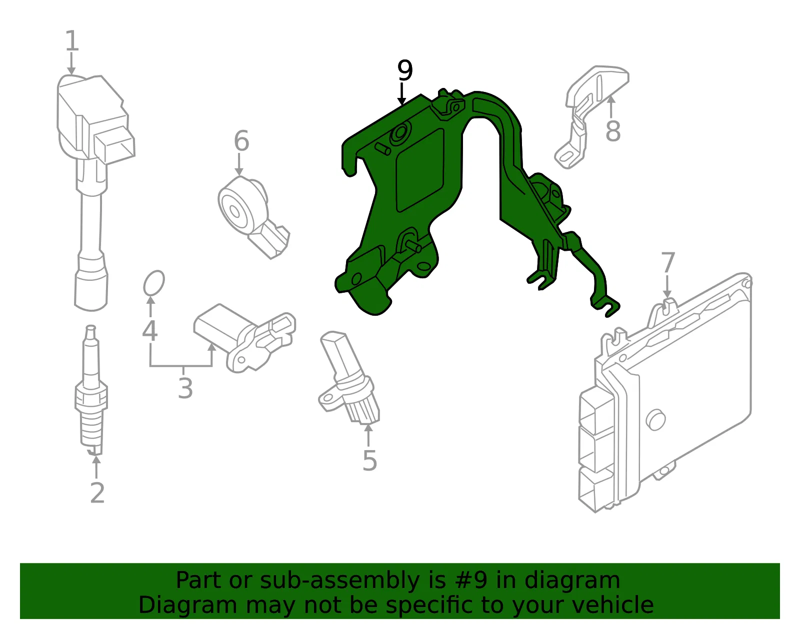 Engine Control Module (ECM) Bracket - Nissan (23714-6KA0B) - view 2