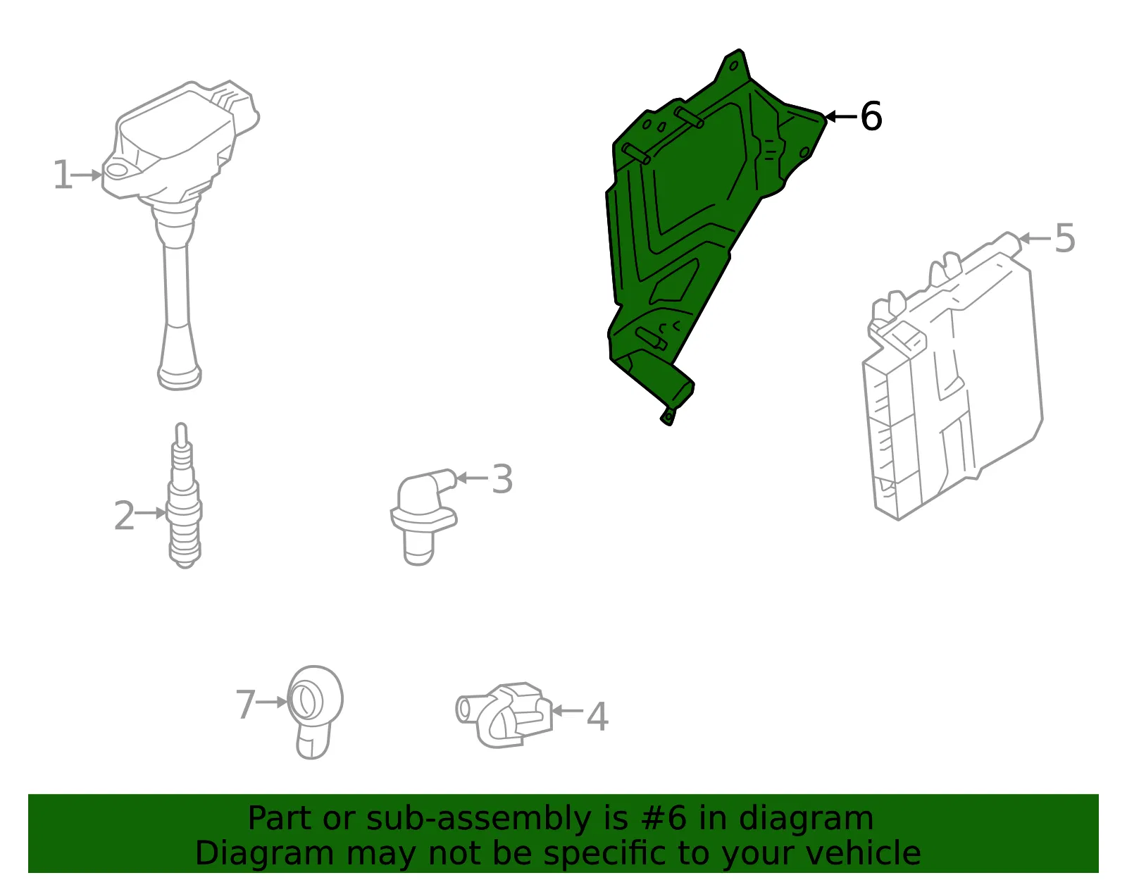 Engine Control Module (ECM) Bracket - Nissan (23714-6RA0A) - view 2