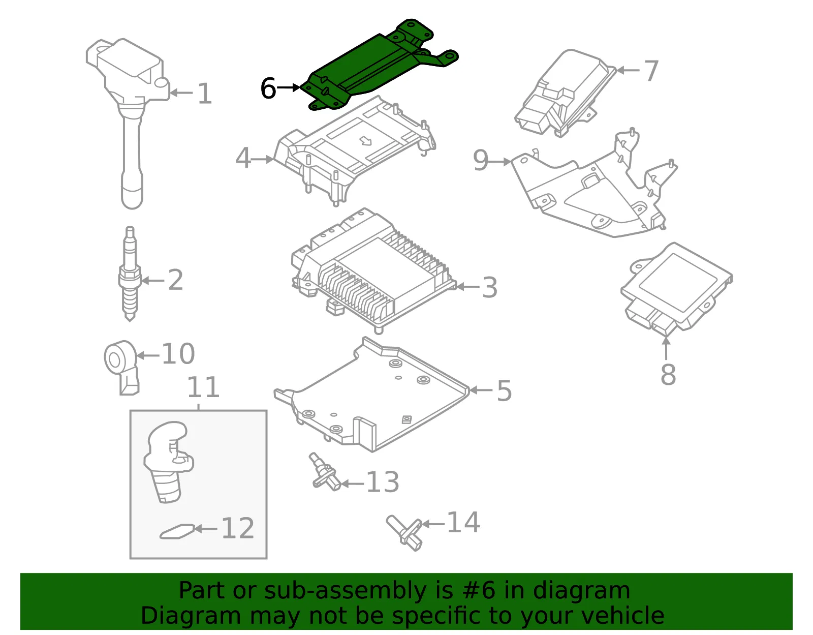 Engine Control Module (ECM) Bracket - Nissan (23714-6SX0A) - view 2