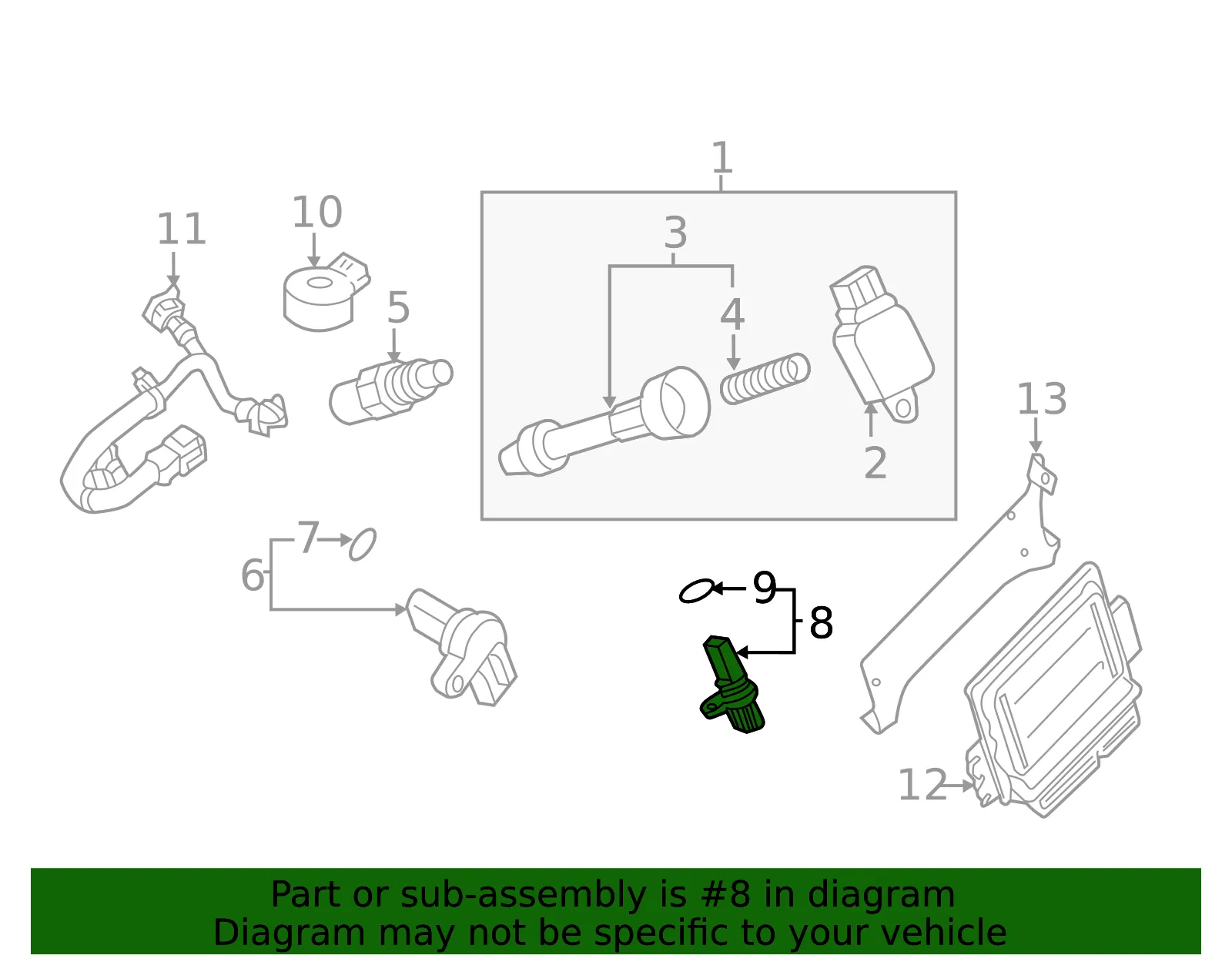 Engine Crankshaft Position Sensor - Nissan (23731-EA20D) - view 5