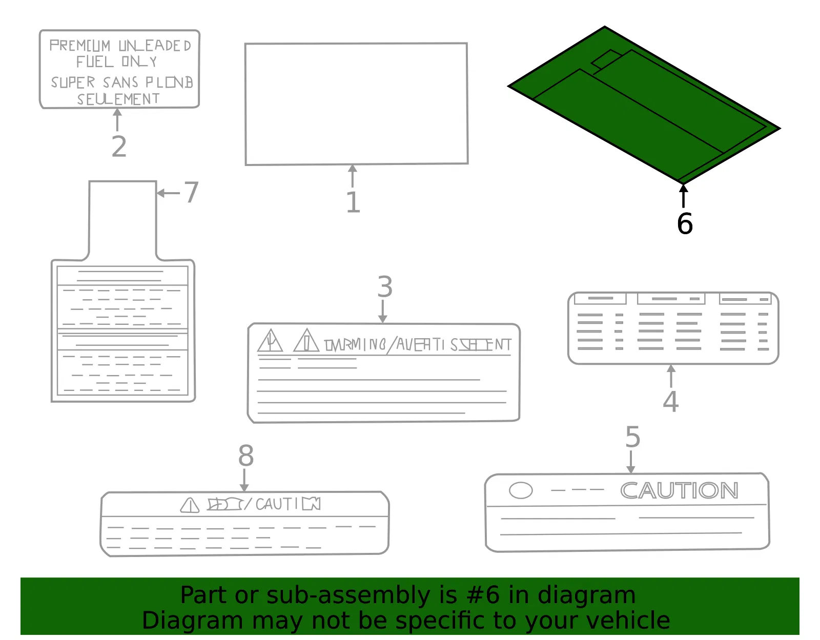 Fuse Block Label - Nissan (24313-6GP0A) - view 2