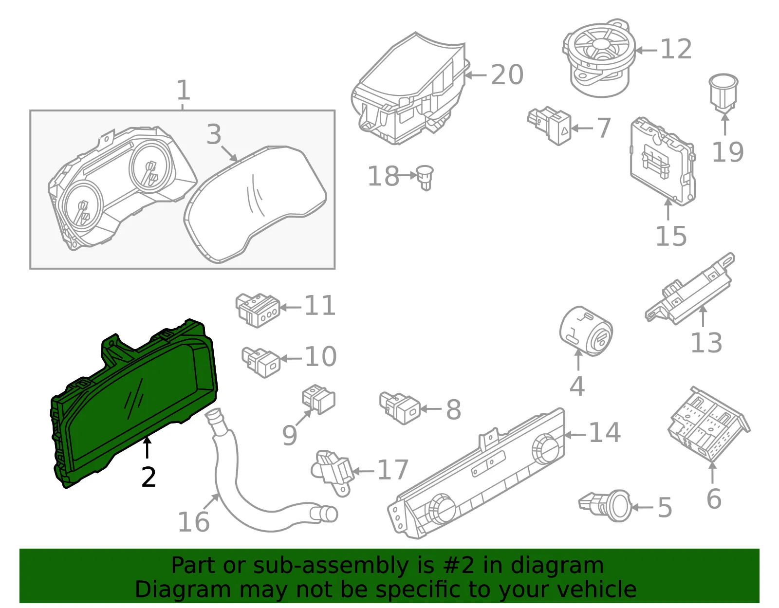 Cluster Assembly - Nissan (24809-6RR1E) - view 2