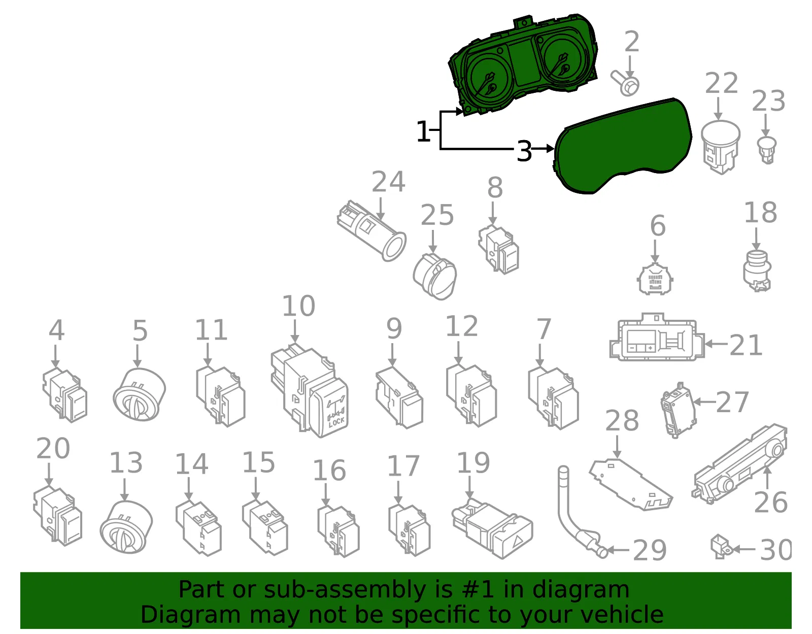 Cluster Assembly - Nissan (24810-9FT7A) - view 2