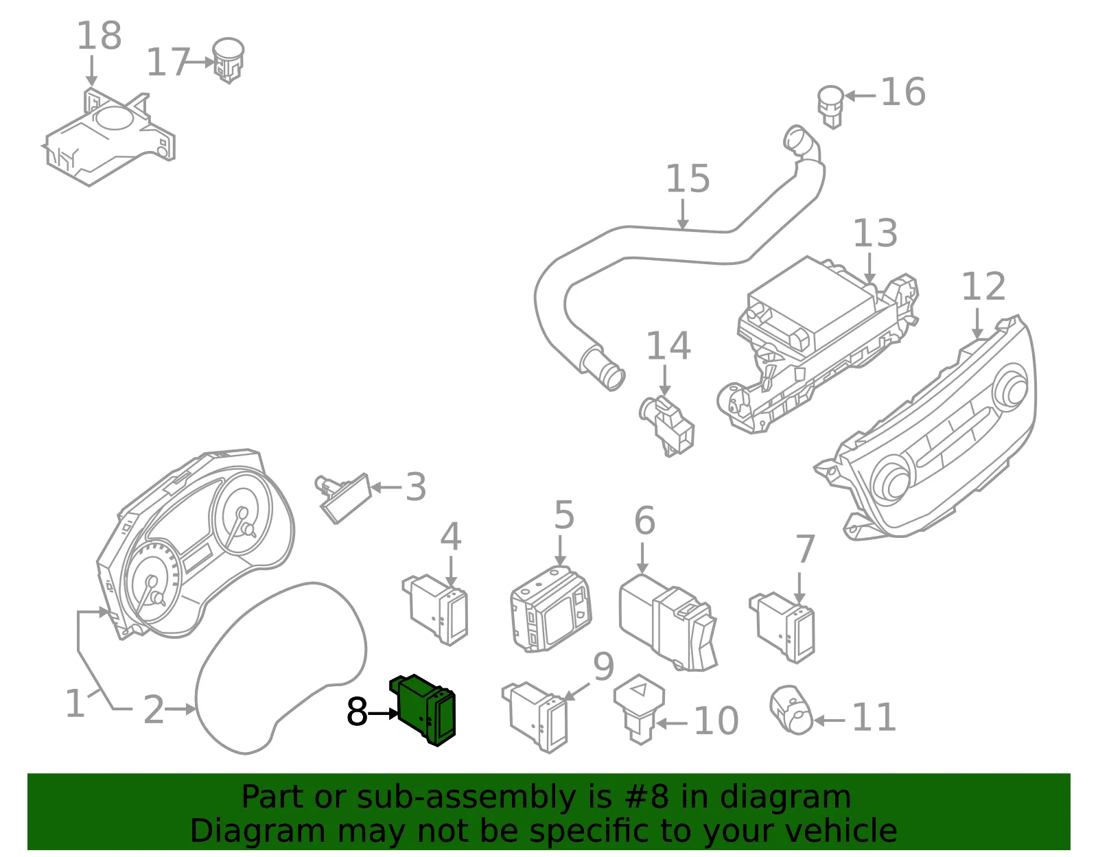 Stability Control Switch - Nissan (25141-3SG0A) - view 2