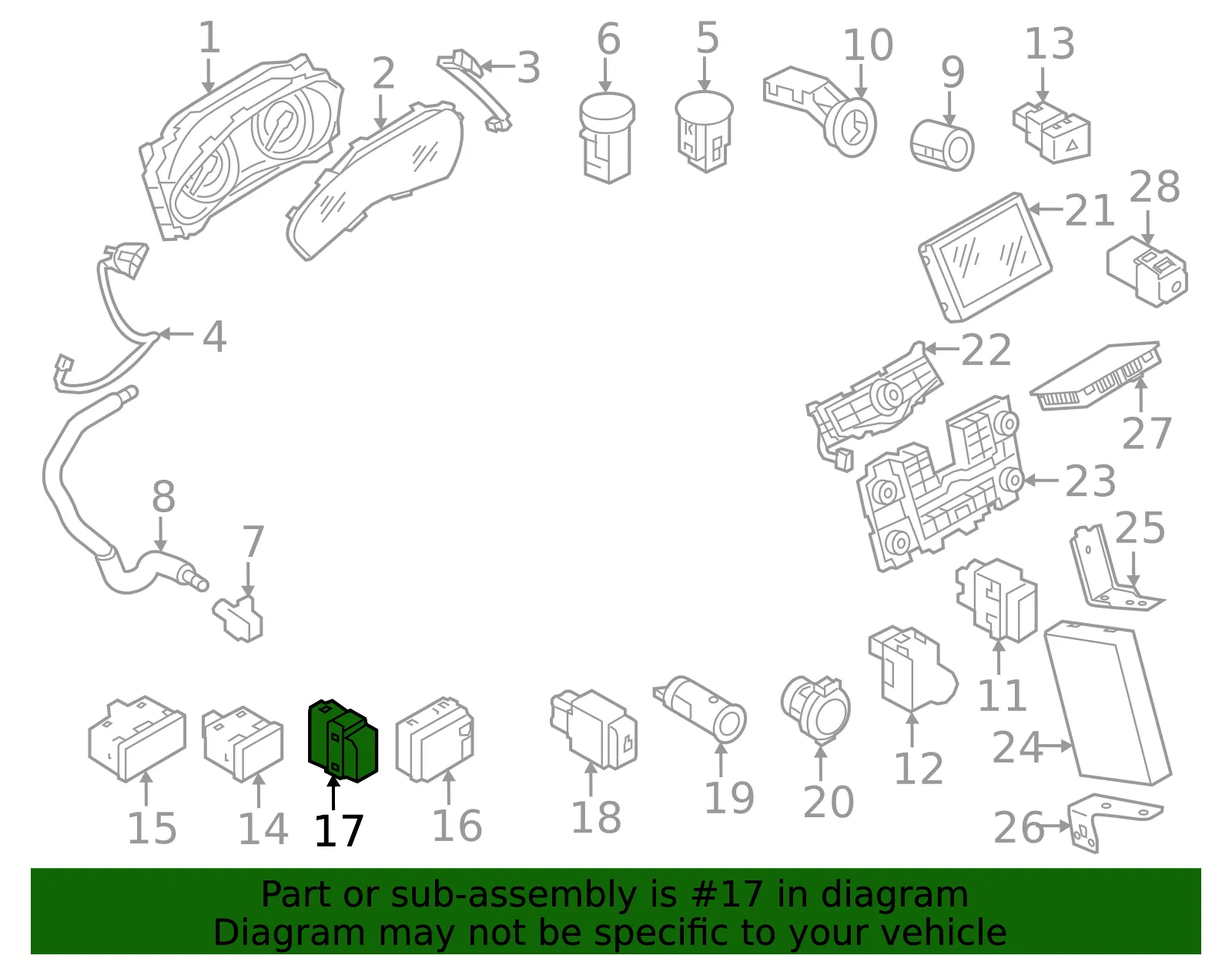 Lift-Gate Latch Release Switch - Nissan (25268-1LA0A) - view 3