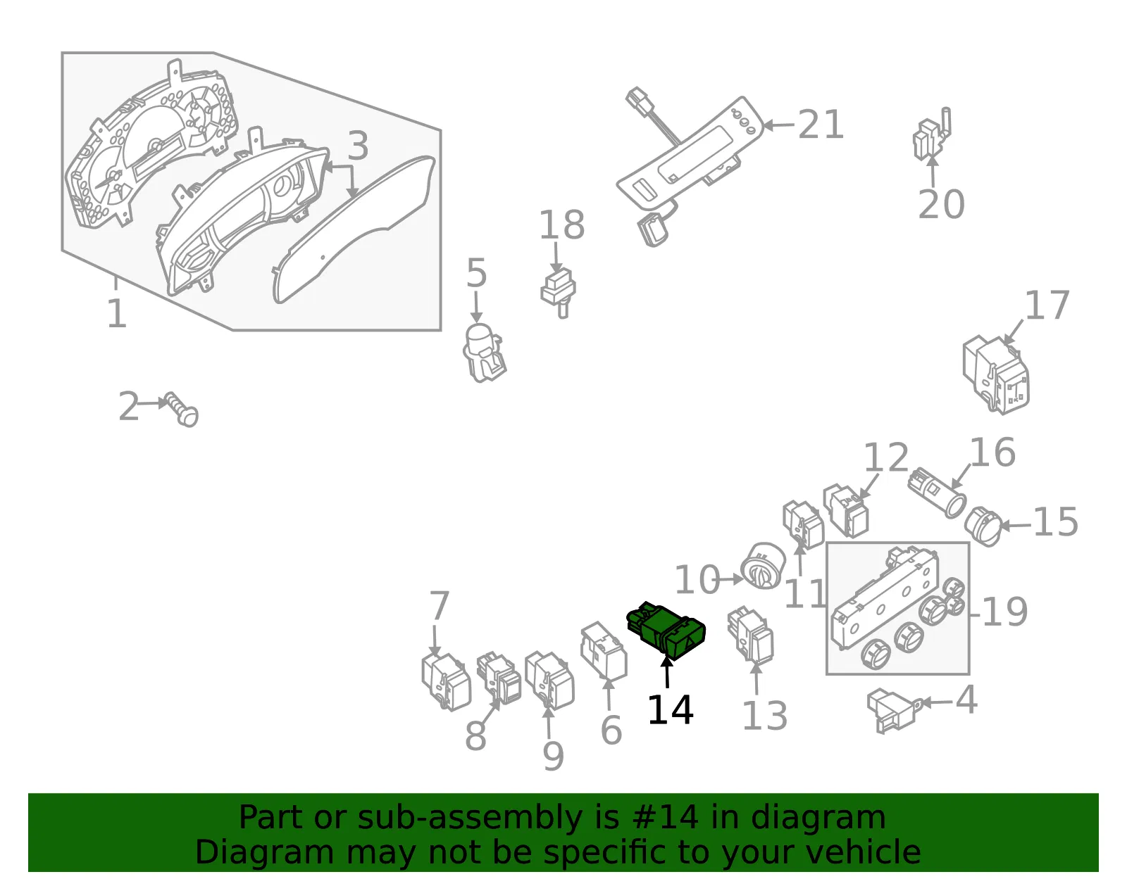 Hazard Switch - Nissan (25290-9FD0A) - view 3