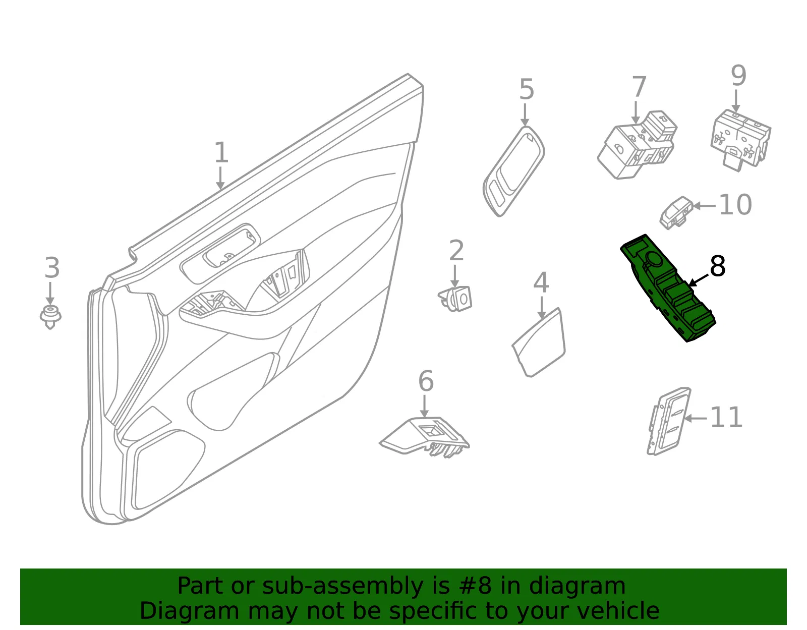 Window Switch - Nissan (25401-6RF3D) - view 2