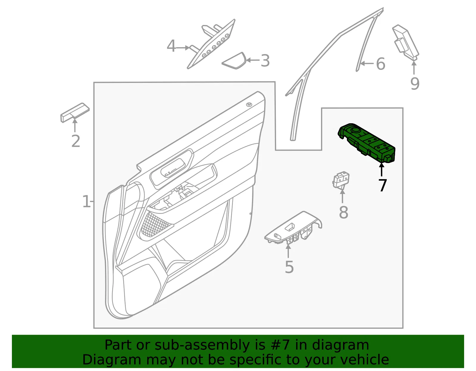 Window Switch - Nissan (25401-6TA6D) - view 2