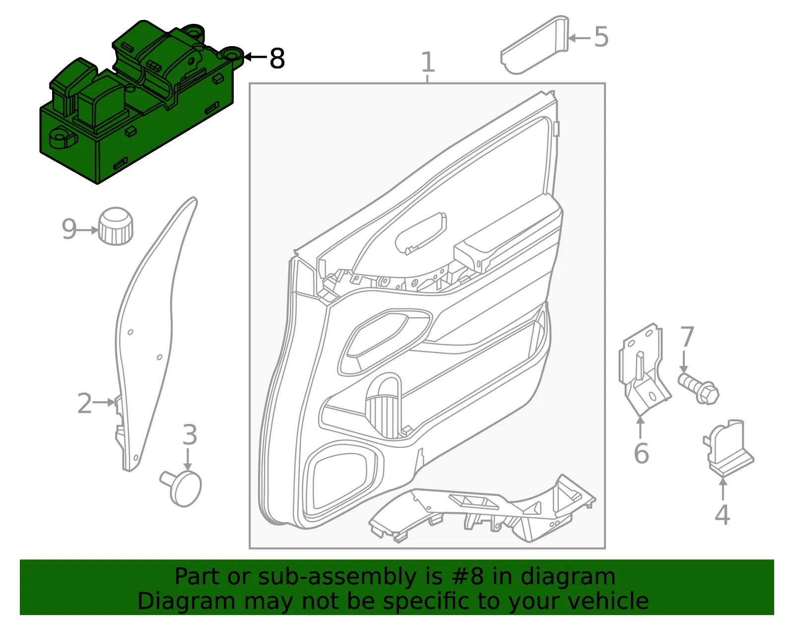 Window Switch - Nissan (25411-9BU0E) - view 2