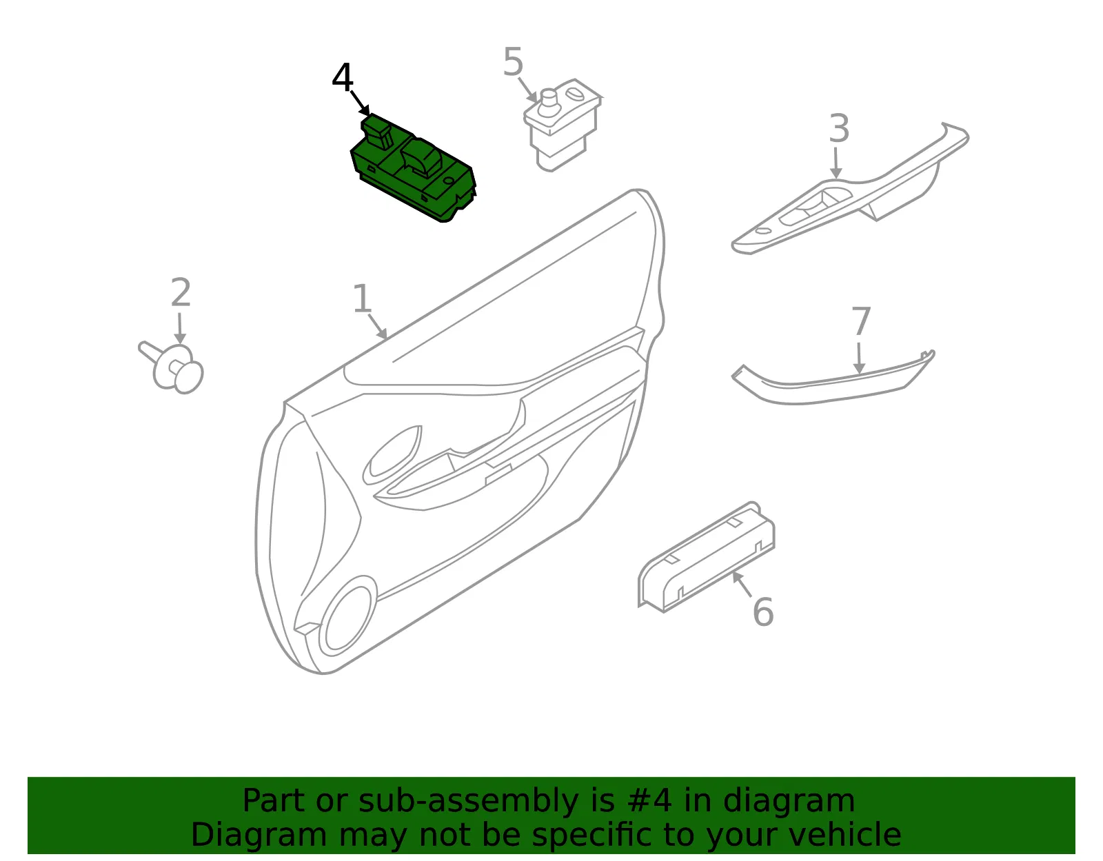 Window Switch - Passenger Side (RH) - Nissan (25411-JB00A) - view 4