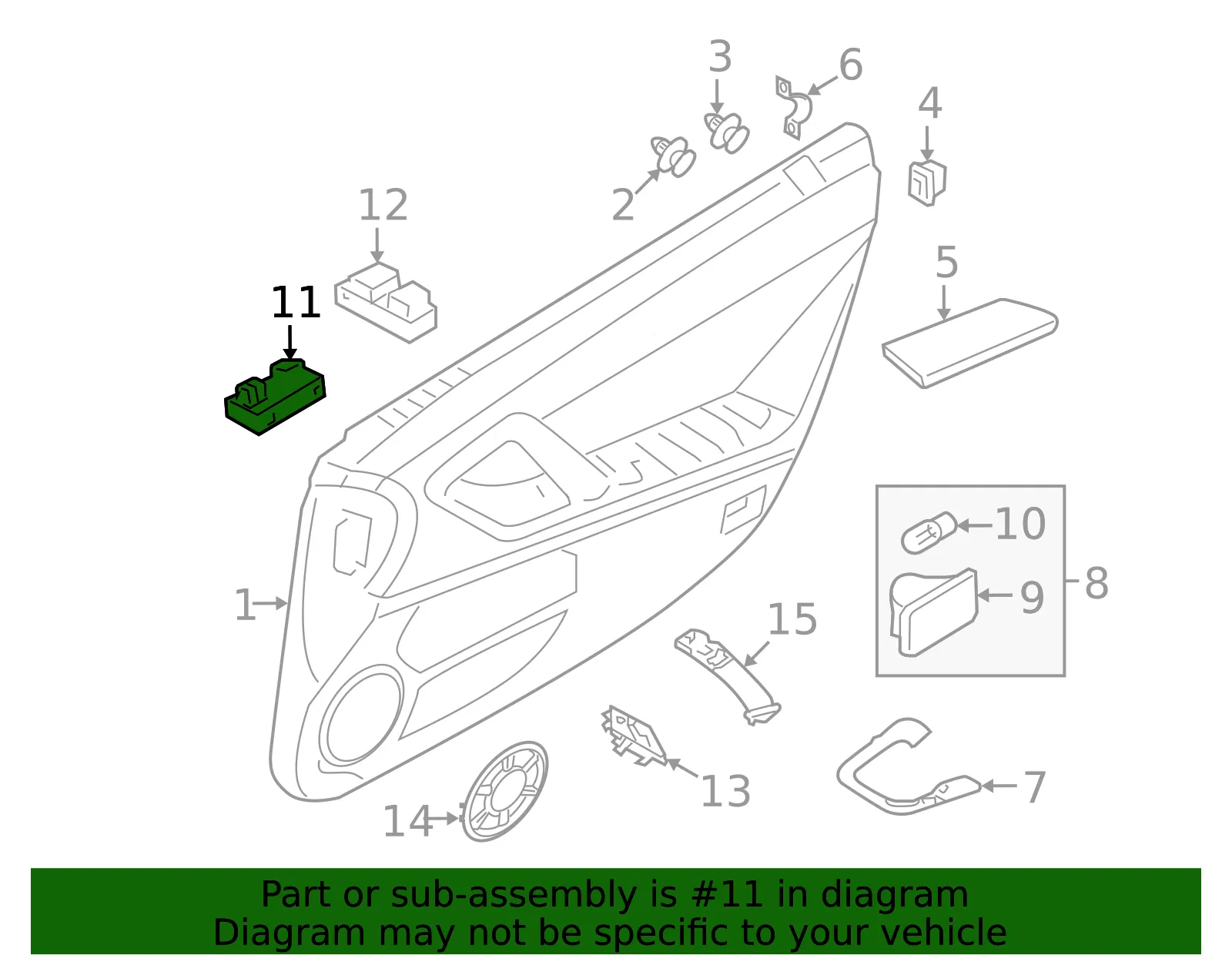 Window Switch - Passenger Side (RH) - Nissan (25411-JF00A) - view 2