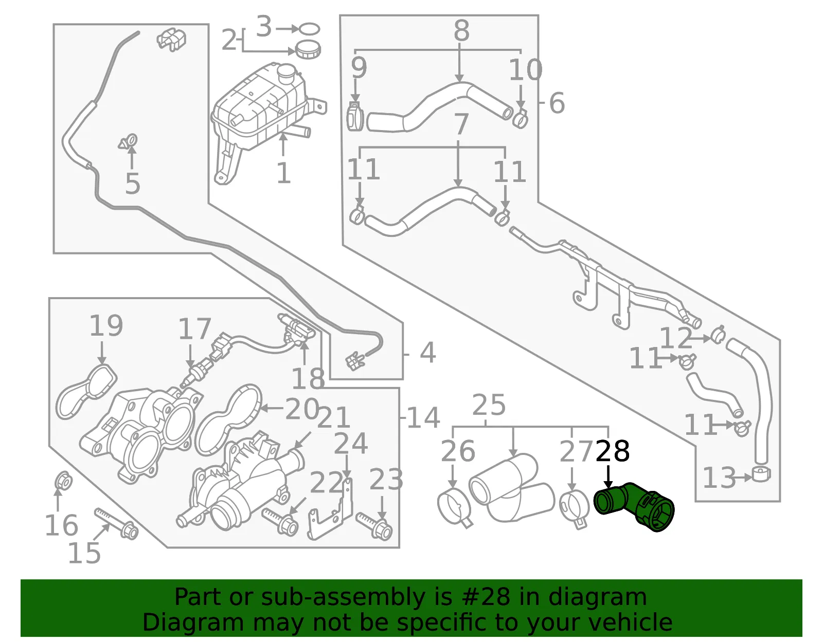 Outlet Hose Connector - Kia (25491-08HA0) - view 2