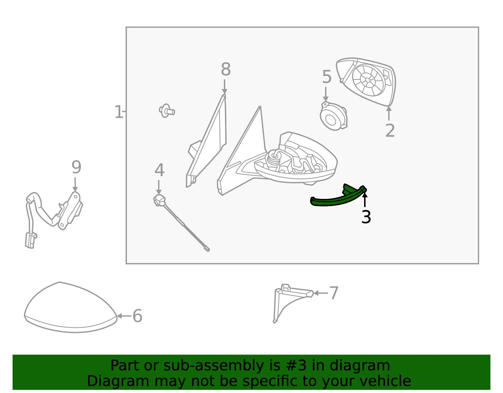 Side Turn Signal Lamp Assembly, Left - Nissan (26165-6LA1A) - view 2