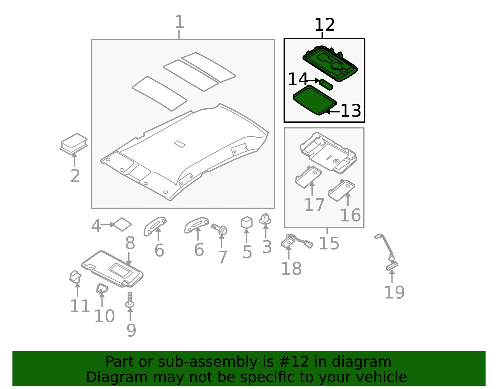 Dome Lamp Assembly - Nissan (26410-EL00A) - view 2