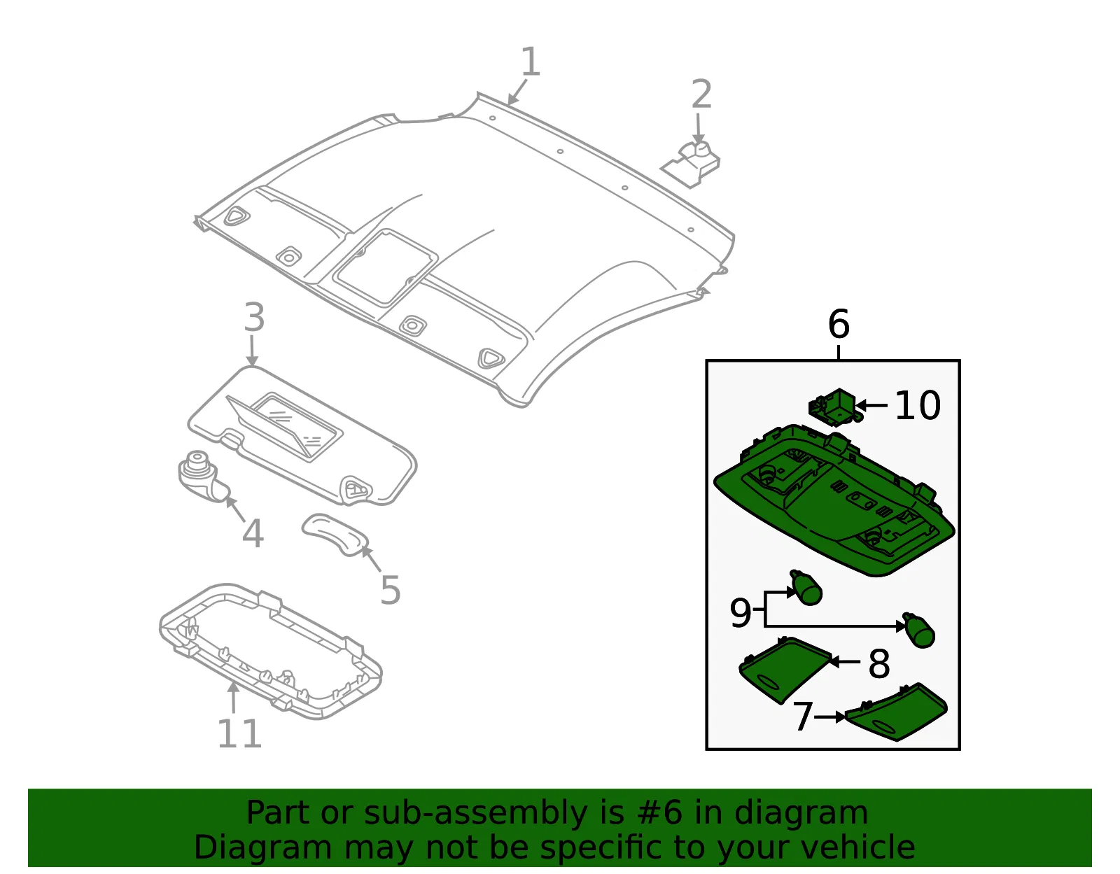 Map Lamp Assembly - Nissan (26430-1EA6A) - view 2