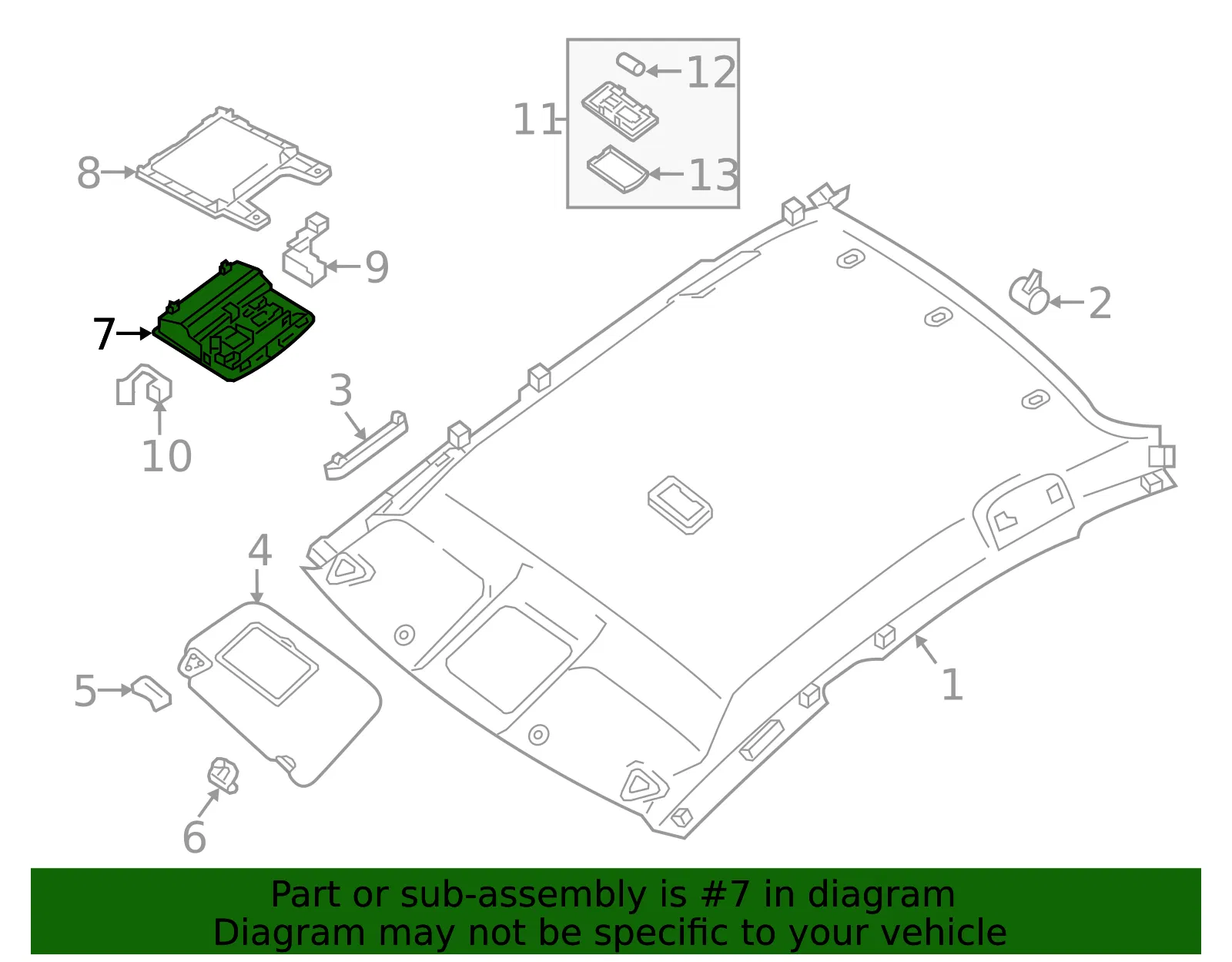 Map Lamp Assembly - Nissan (26430-4FU7A) - view 2