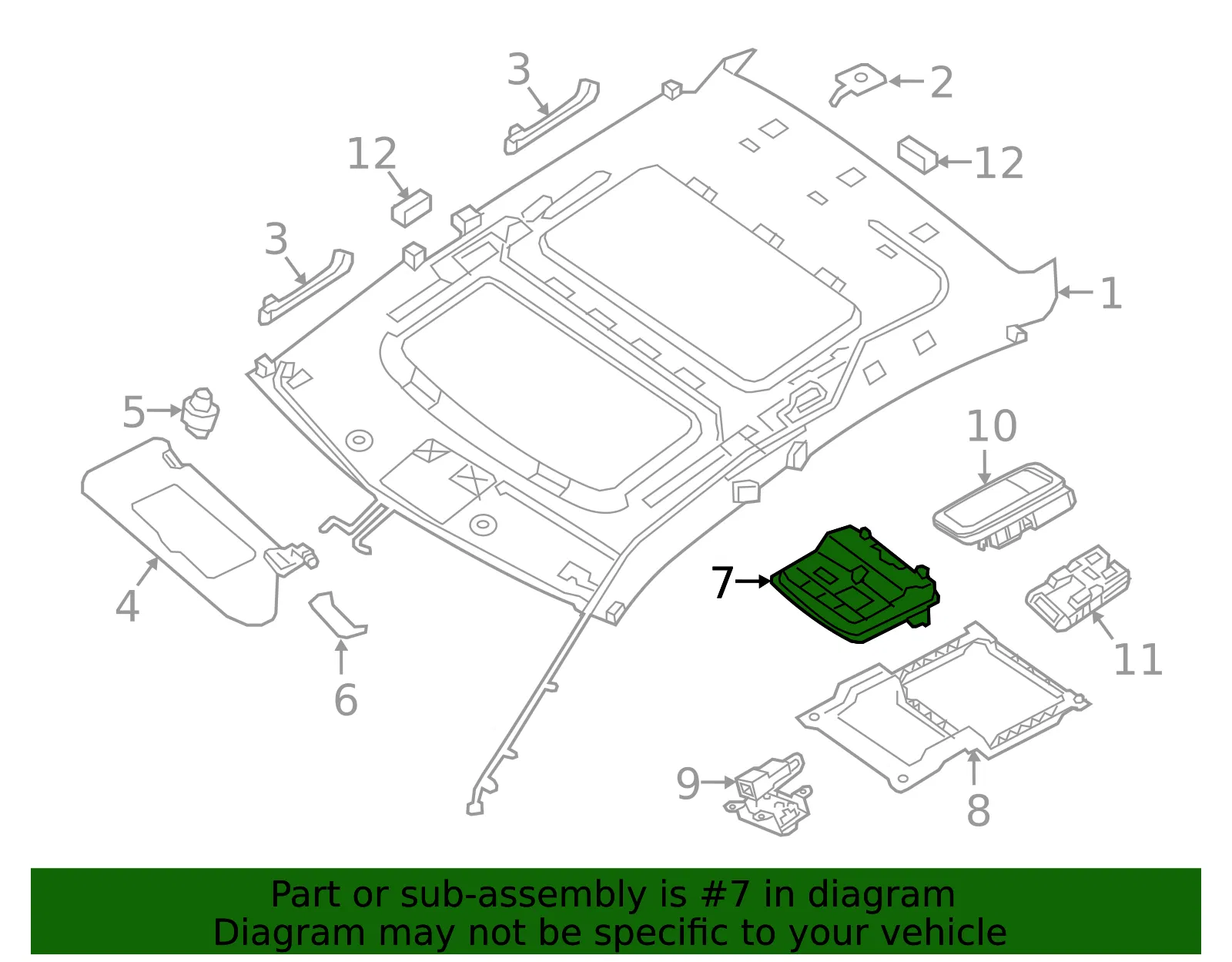 Map Lamp Assembly - Nissan (26430-4RD7A) - view 2
