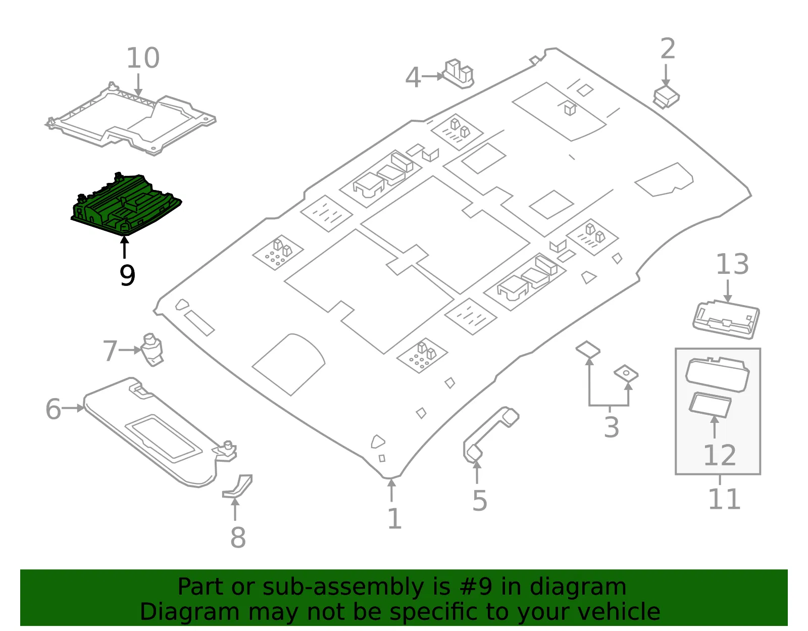 Map Lamp Assembly - Nissan (26430-5AA8A) - view 2