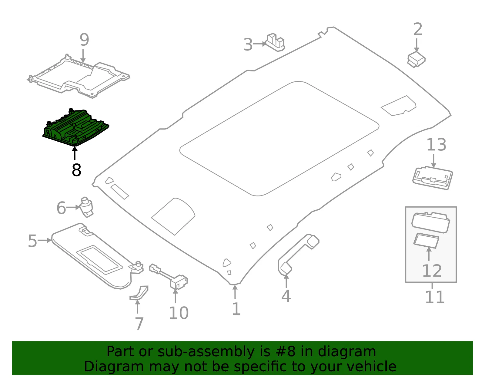 Map Lamp Assembly - Nissan (26430-5AC8A) - view 2