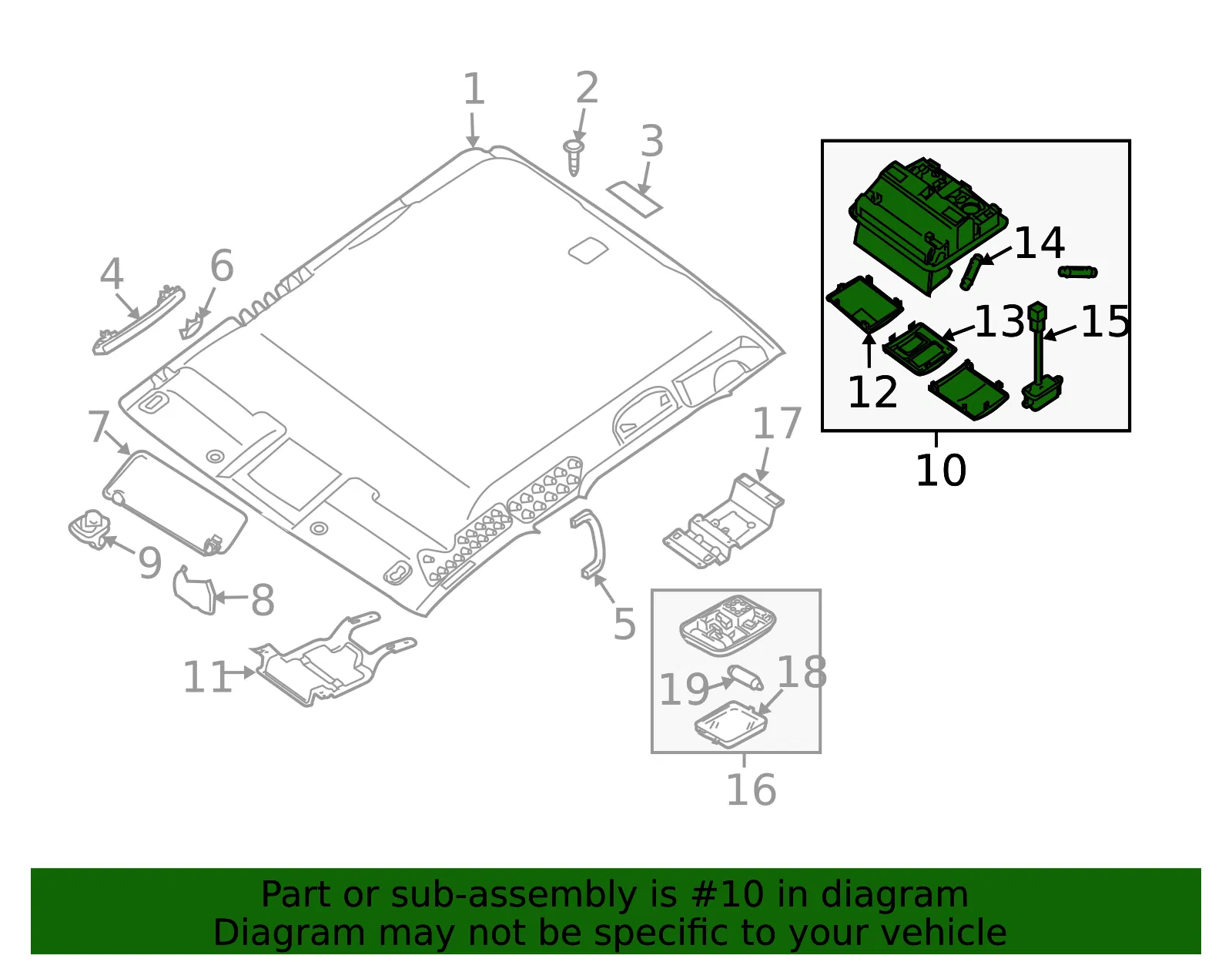 Map Lamp Assembly - Nissan (26430-9BP0D) - view 2