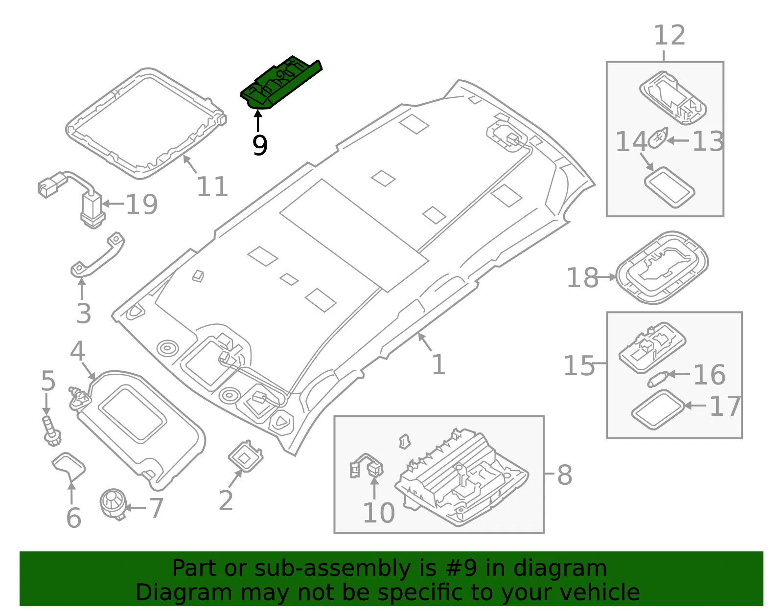 Map Lamp Assembly Bracket - Nissan (26439-3KA0A) - view 2