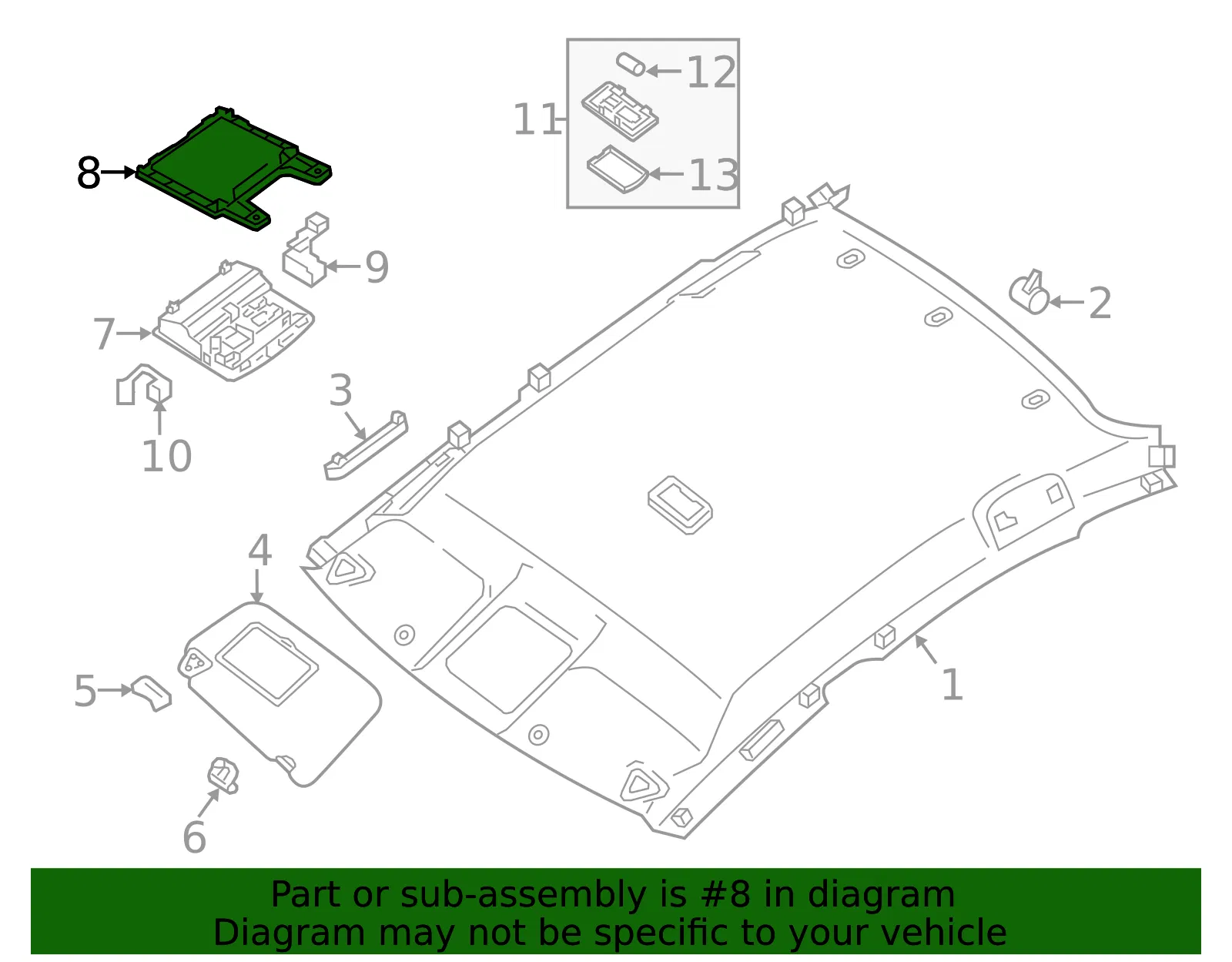 Reading Light Bracket - Nissan (26439-3SG7B) - view 2