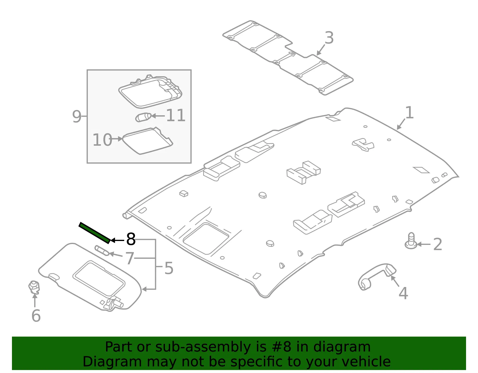 Sun Visor Light - Nissan (26442-6MA0A) - view 2