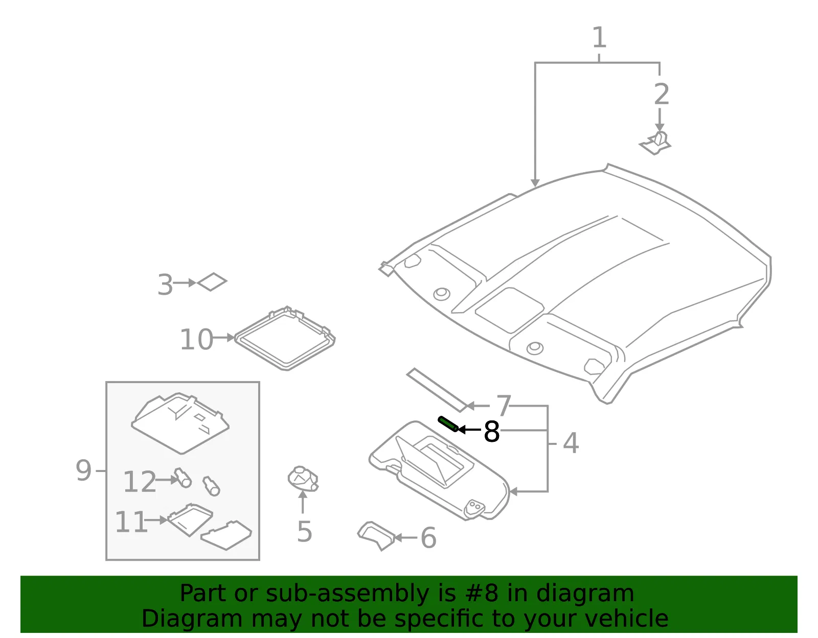 Visor Lamp Bulb - Nissan (26447-KB50A) - view 2