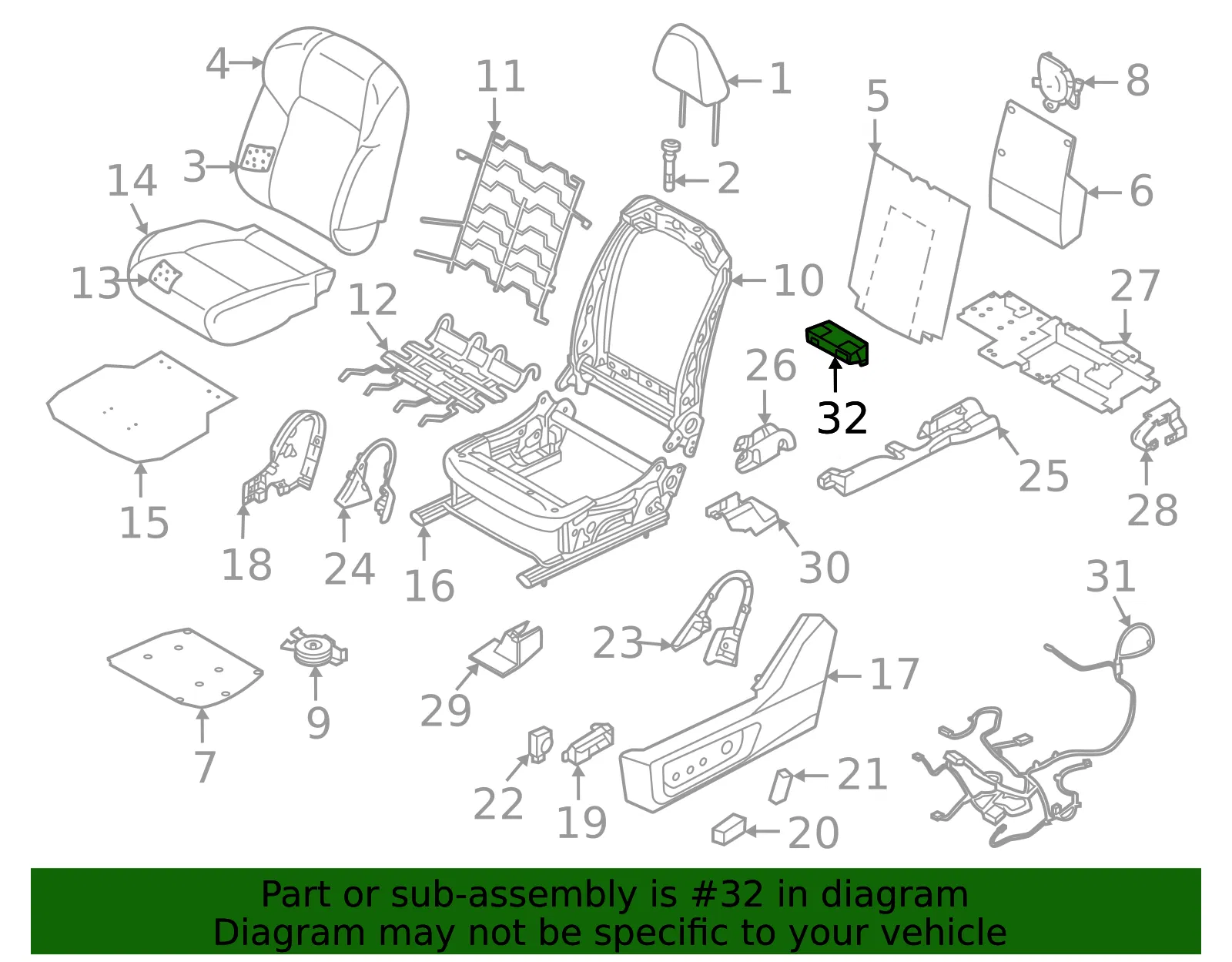 Power Seat Control Module - Nissan (28565-6RA3E) - view 2
