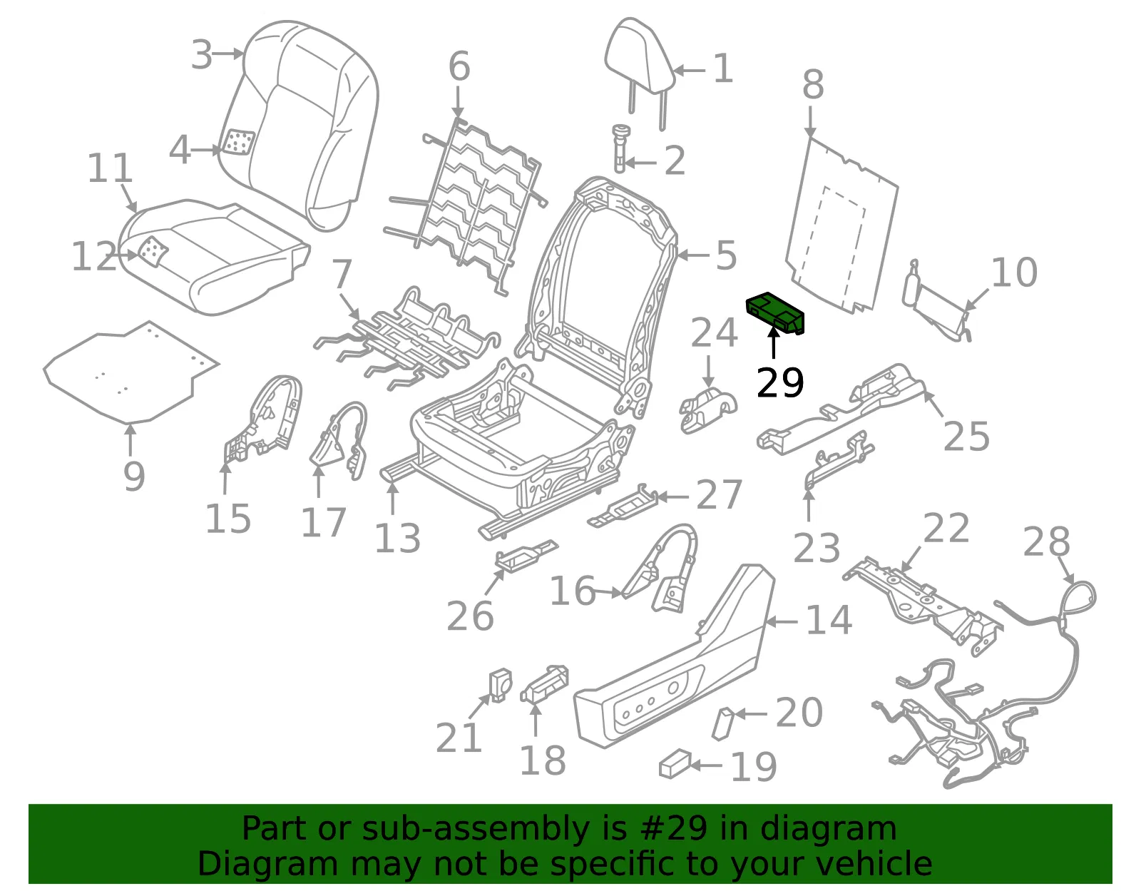 Power Seat Control Module - Nissan (28565-6RA7E) - view 2