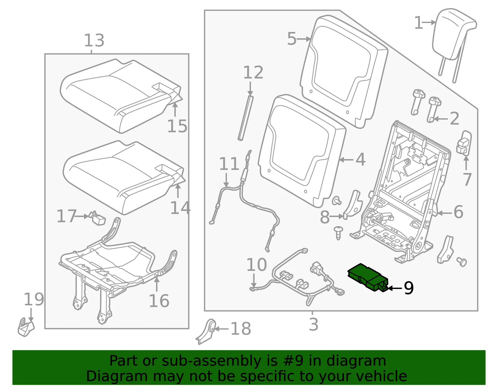 Power Seat Control Module - Nissan (28565-7JF0B) - view 2