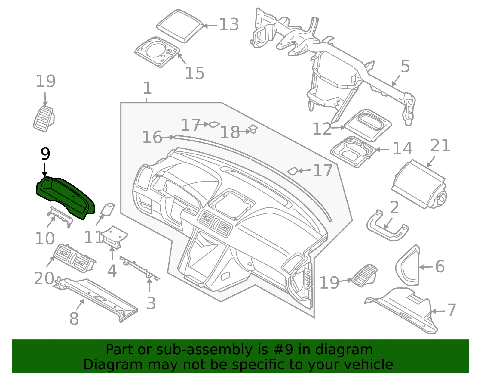 Cluster Bezel - Volvo (30643025) - view 2