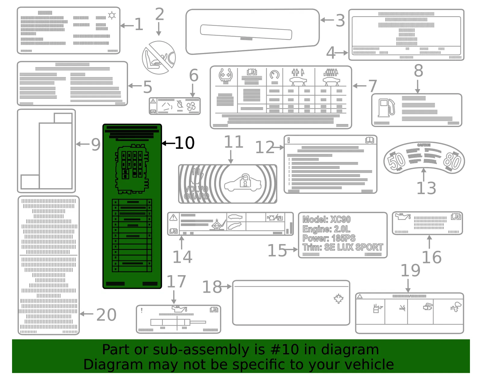 Fuse Box Label - Volvo (30659198) - view 2