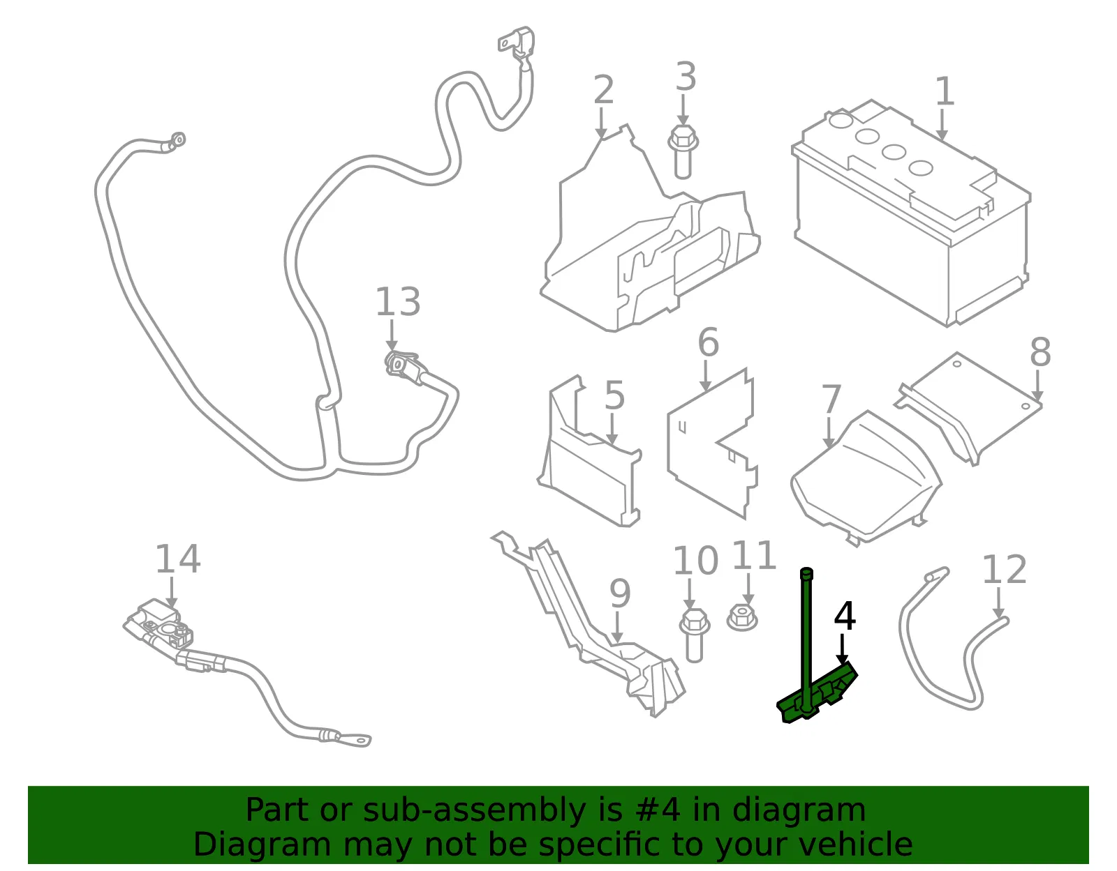 Battery Hold Down - Volvo (30659643) - view 3