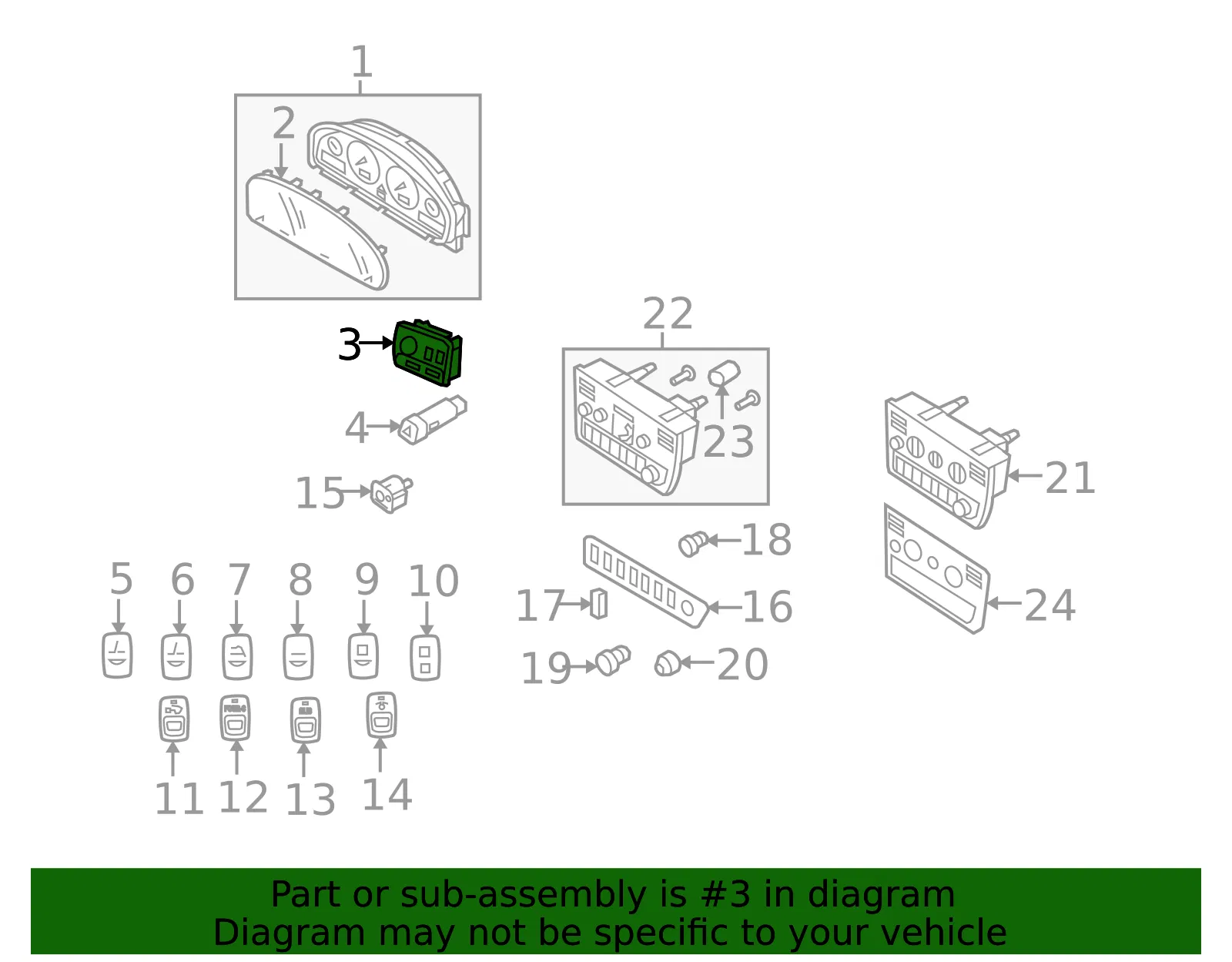 Headlamp Switch - Volvo (30739311) - view 2