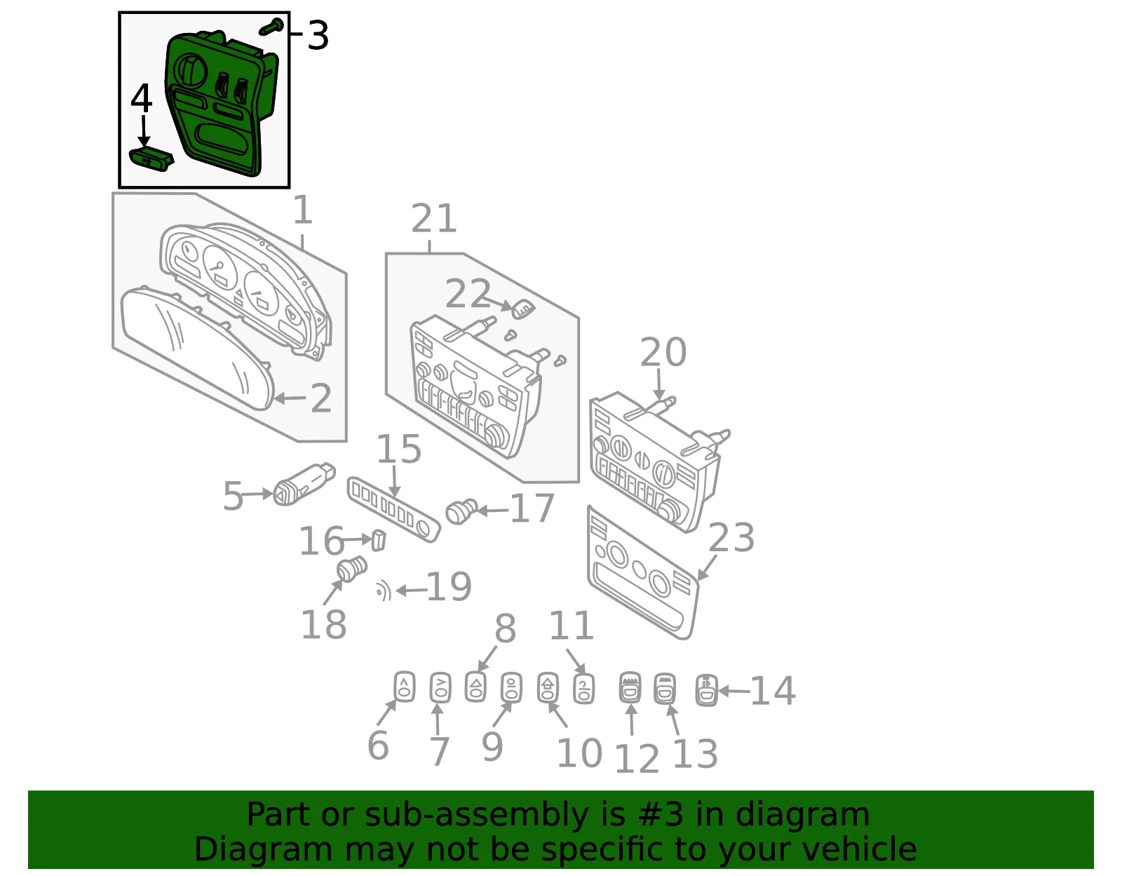 Headlamp Switch - Volvo (30739318) - view 3