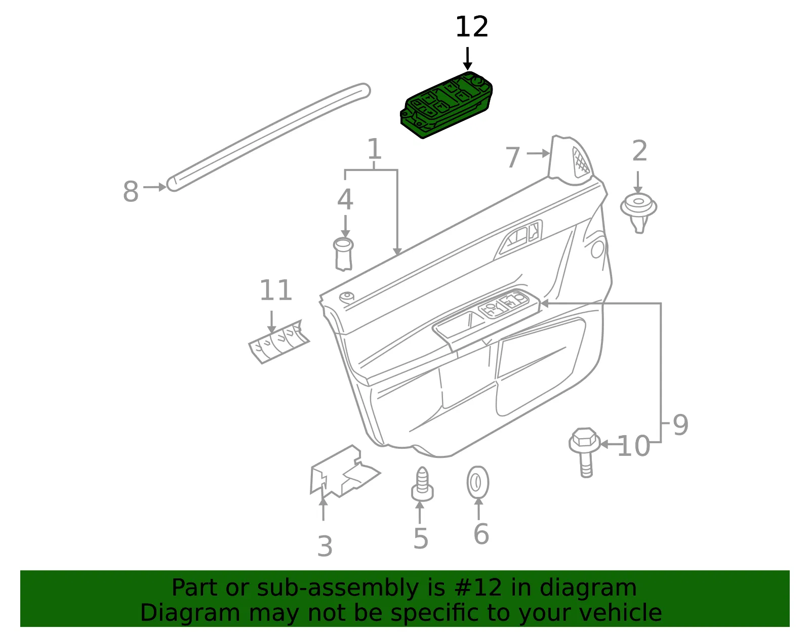 Window Switch - Driver's Side (LH) - Volvo (30795084) - view 2