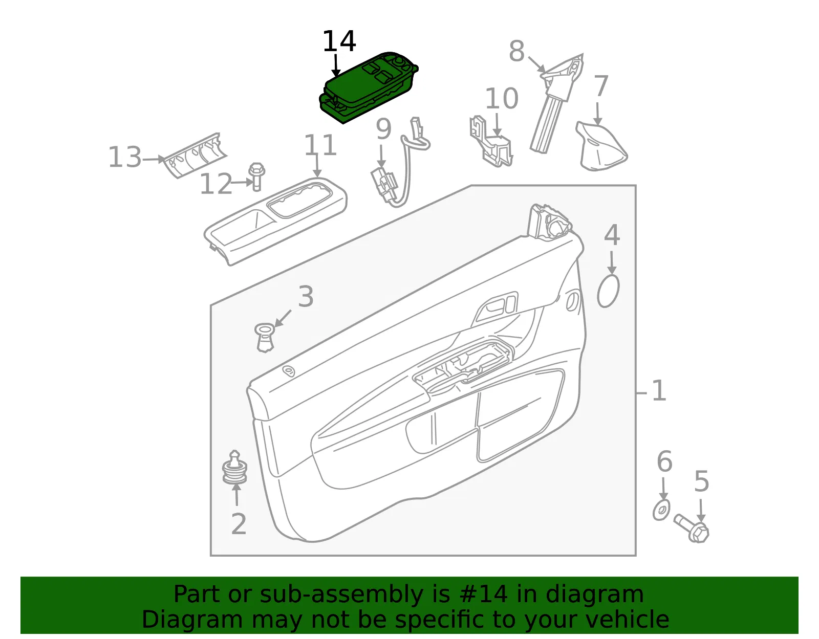 Window Switch - Driver's Side (LH) - Volvo (31295125) - view 2