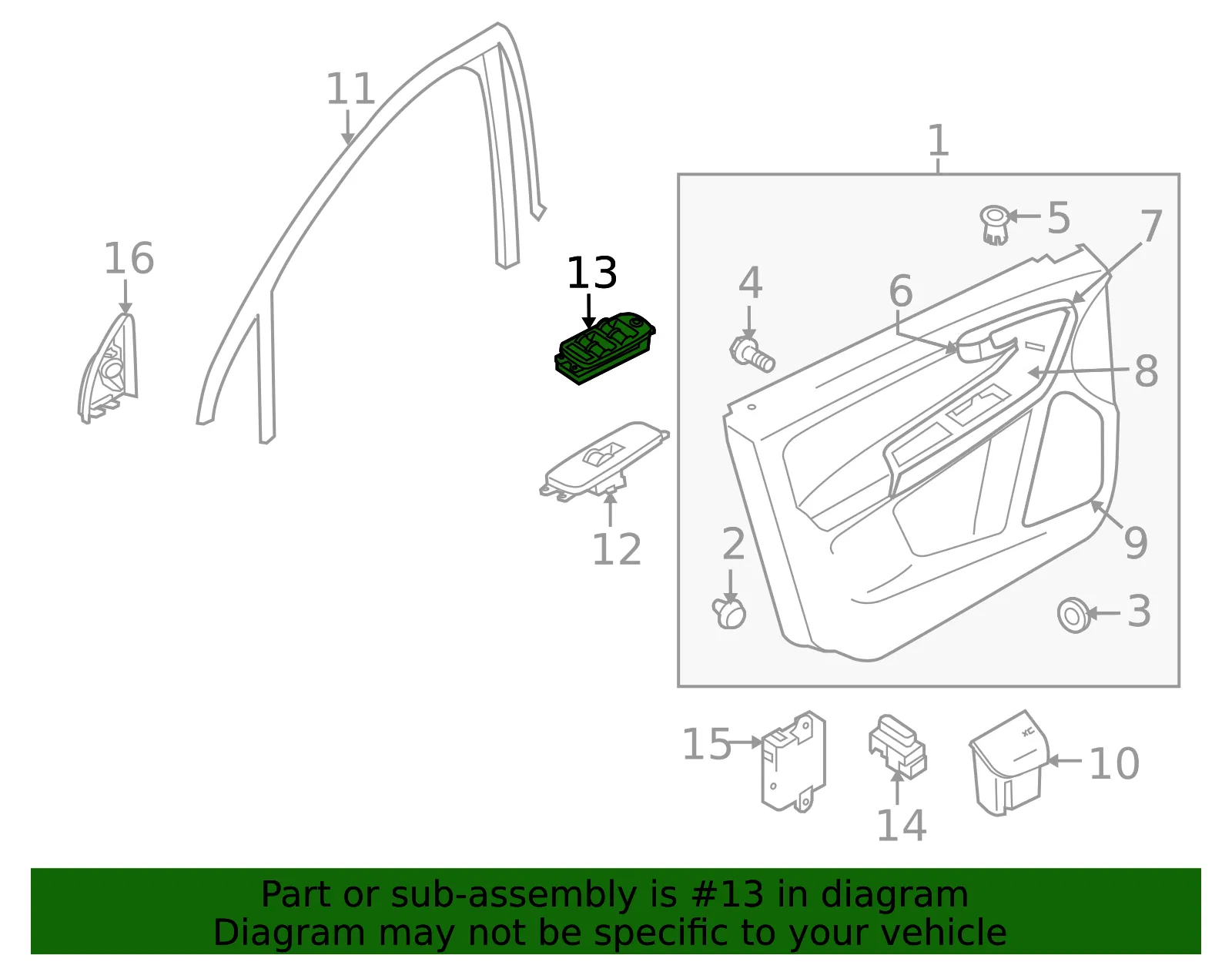 Window Switch - Driver's Side (LH) - Volvo (31334347) - view 3