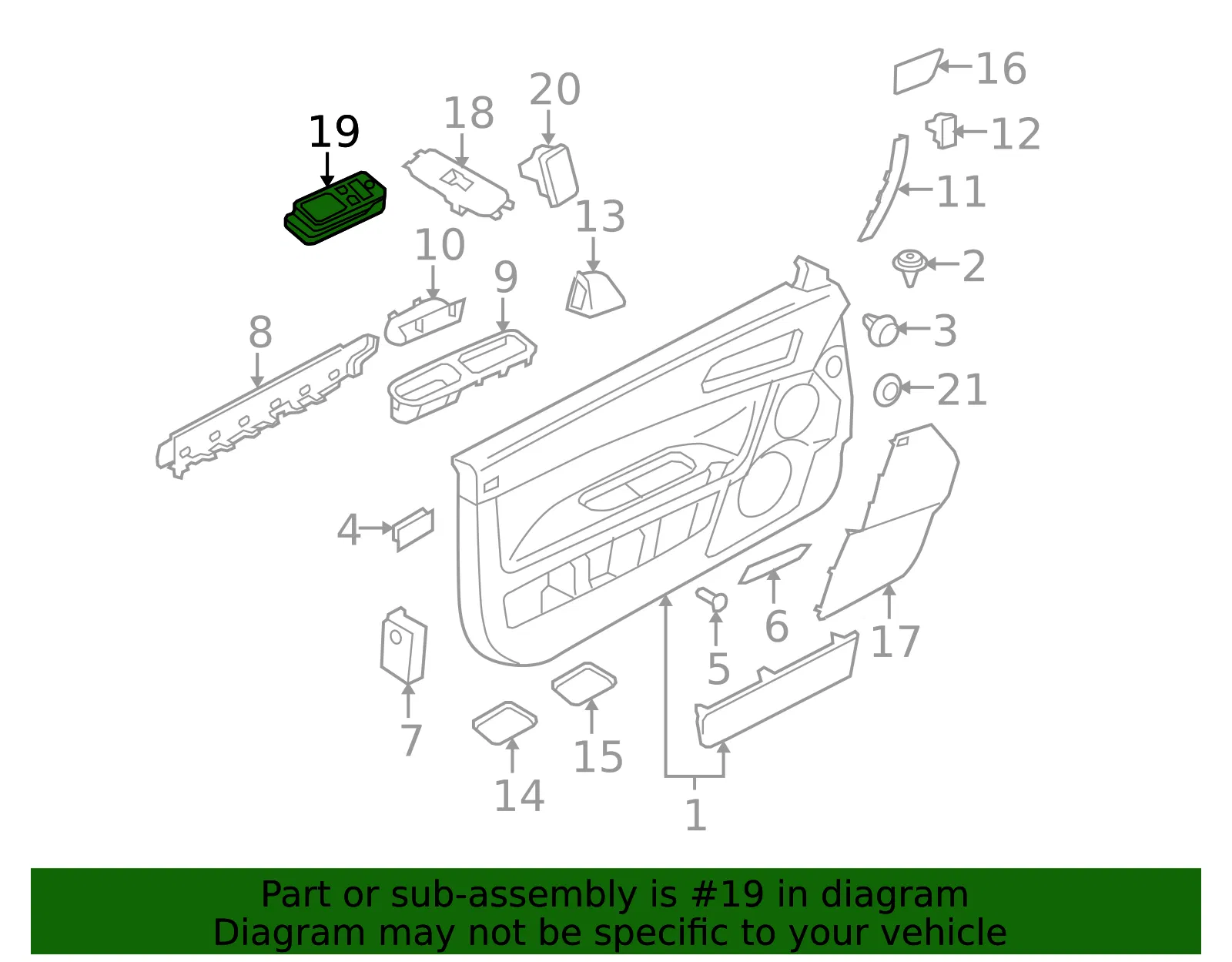 Window Switch - Driver's Side (LH) - Volvo (31334356) - view 2