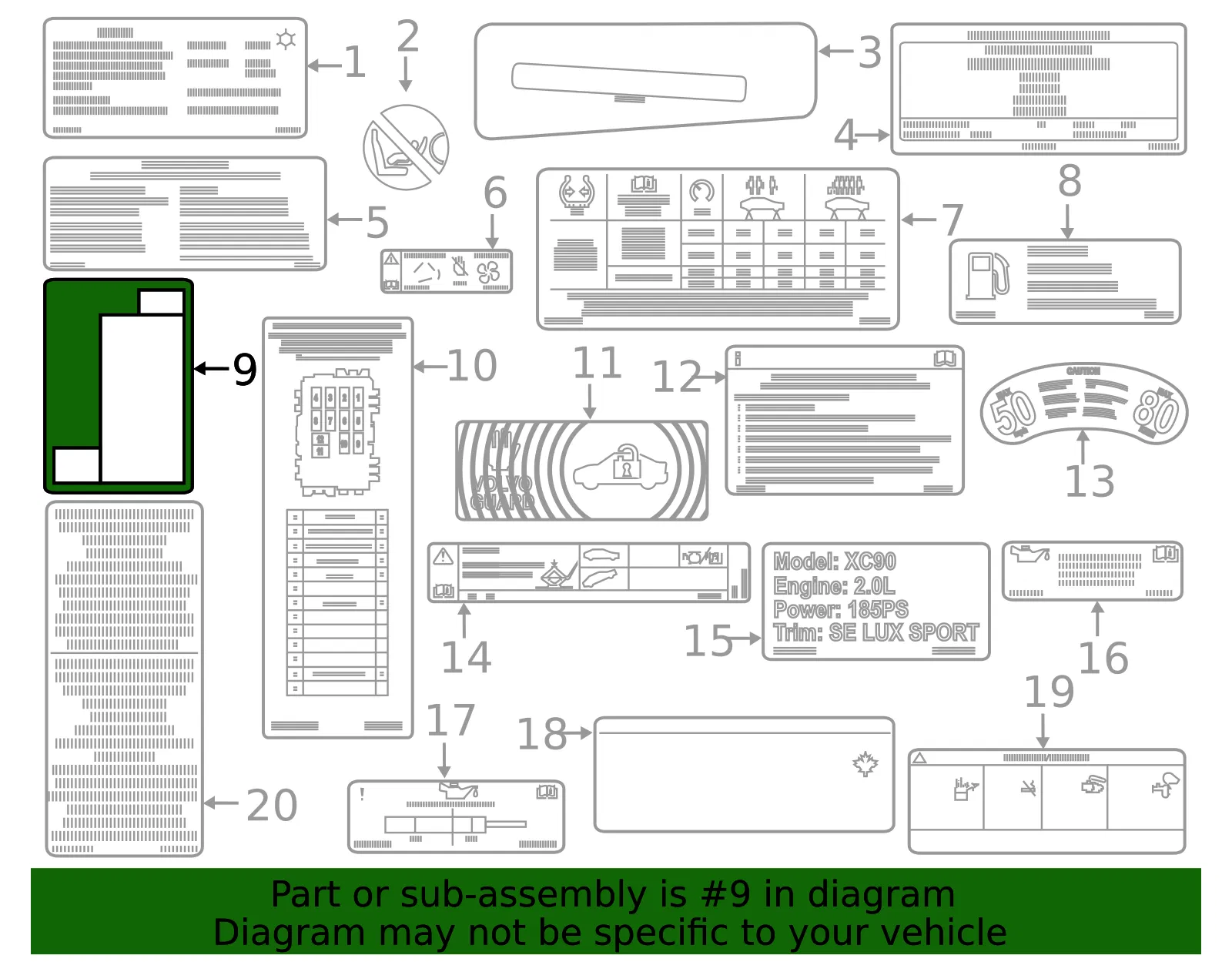Fuse Box Label - Volvo (31337663) - view 2