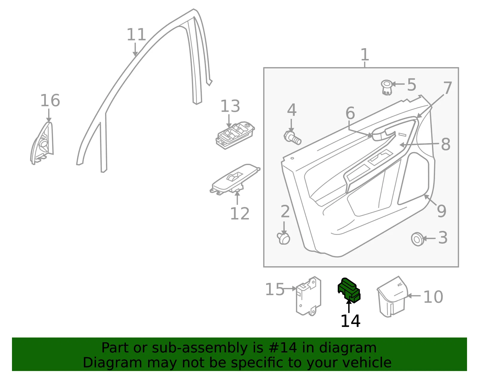 Lock Switch - Driver's Side (LH) - Volvo (31343099) - view 2